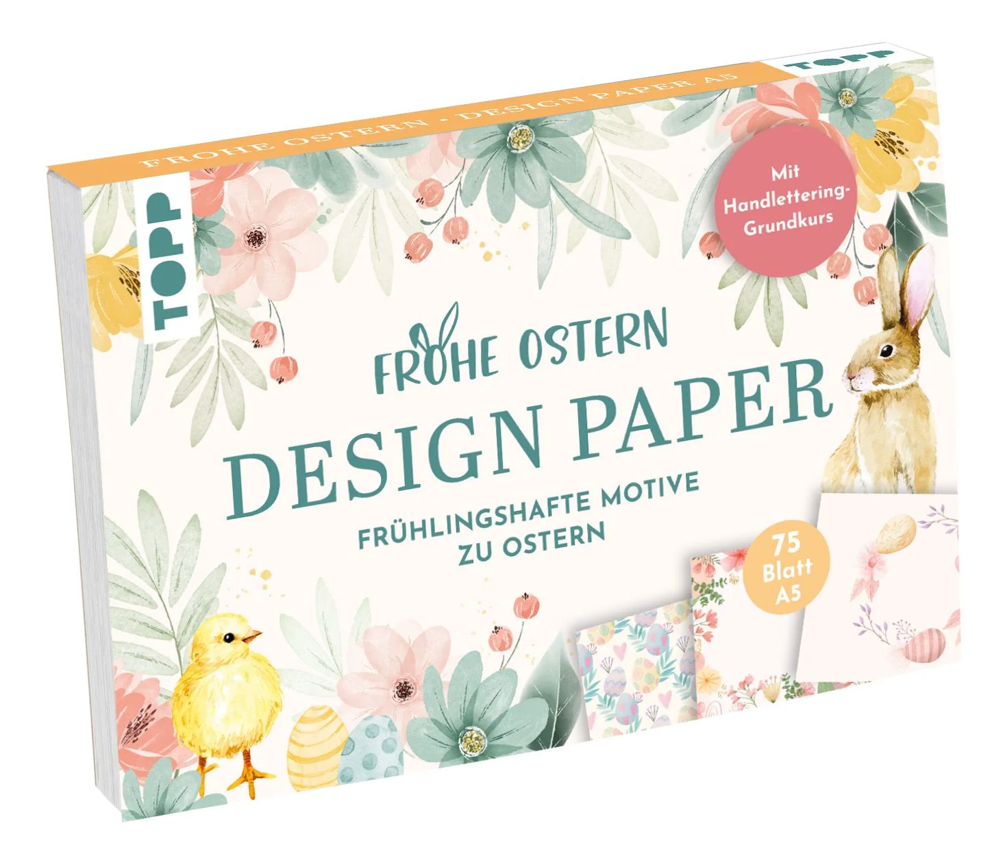 Handlettering-Fans aufgepasst! Der neue hochwertige Papierblock mit wunderschönen Oster-Motiven ist da. Eine zauberhafte Ergänzung im DIN A5-Format für jede Handlettering-Grundausstattung. Kreativbegeisterte dürfen sich über 75 gestaltete Motivpapiere zum Belettern freuen. Der Handlettering-Grundkurs, tolle Übungsalphabeten und Lettering-Inspirationen sorgen für den ultimativen Handlettering-Spaß!