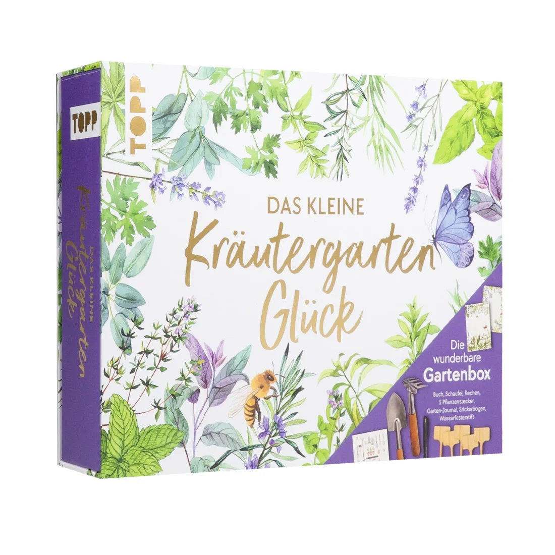 Früher hatte ich Träume. Heute habe ich Thymian! Dieses Set unterstützt dich auf dem Weg zum eigenen Kräutergarten-Glück. Das Buch liefert dir nützliches Wissen von der Aussaat über die Anzucht bis zur Ernte. Im beiliegenden Kräuter-Journal kannst du alles genau dokumentieren und dir wichtige Notizen machen. Auch mit dabei sind eine Schaufel und Harke, mit denen du deine ersten Kräuter anpflanzen kannst. Mit den Pflanzensteckern kannst du alle Töpfe beschriften. Das Set eignet sich dank der schönen Verpackung perfekt zum Verschenken.Inhalt:Buch mit 32 SeitenKräuter-Journal mit 128 Seiten2 Gartengeräte (Schaufel und Harke)5 PflanzensteckerWasserfester StiftStickerbogenIn diesem Set sind keine Pflanzensamen enthalten.