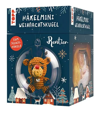 Suchst du nach einem besonderen Weihnachtsgeschenk oder Deko-Schmuck für deinen Weihnachtsbaum? Das süße Häkelmini in der Kugel ist die ideale Lösung! Mit dem Komplett-Set kannst du sofort loslegen und in kürzester Zeit ein entzückendes Rentier zaubern. Alles, was dazu benötigt wird, ist in der Box enthalten: Garn, Häkelnadel, Kunststoffkugel und mehr. Die kleine Überraschung steckt liebevoll in einer transparenten Weihnachtskugel. So kannst du dein handgemachtes Mini-Meisterwerk als Baumschmuck verwenden oder einem lieben Menschen schenken.Das erwartet dich:Garn in 5 Farben (100 % Baumwolle)Häkelnadel (1,5 mm)Füllwatte (100 % Polyester)2 GlasperlenGlöckchen (5 mm)Kunststoffkugel in 2 Hälften (ø 7 cm)