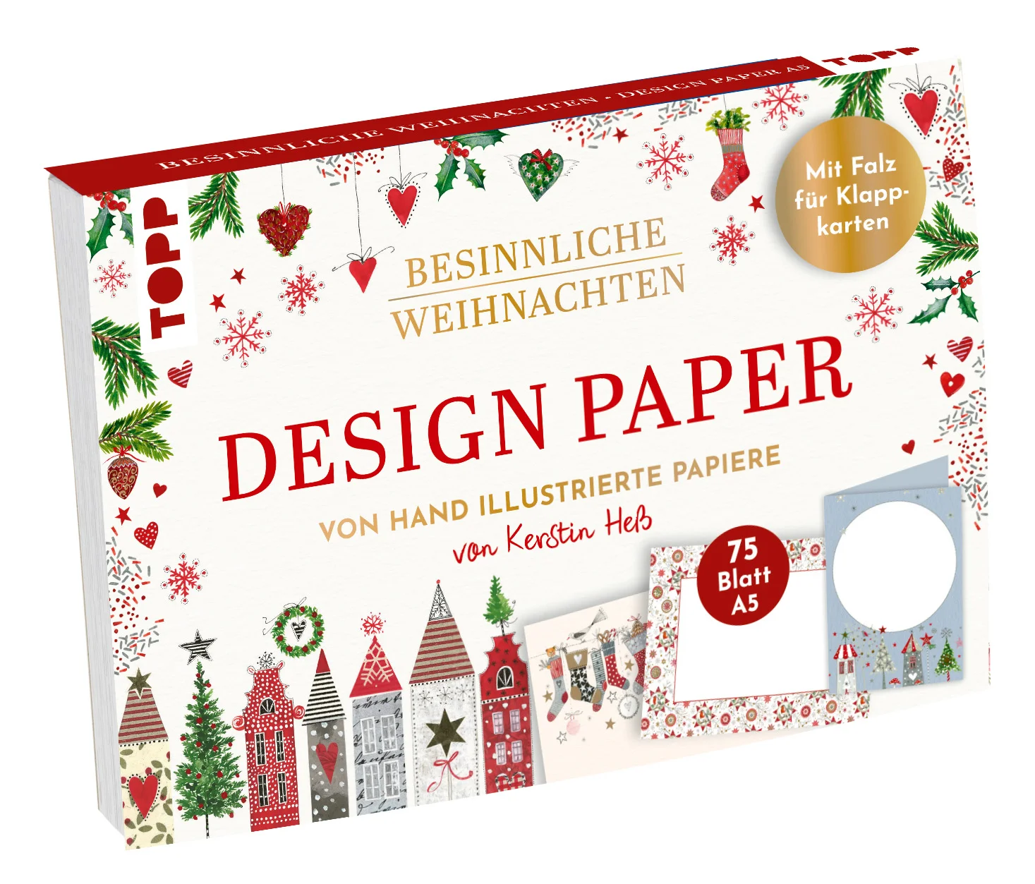Verschönere deine Festtagsgrüße mit den idyllischen Weihnachtsmotiven von Kerstin Heß!Worauf wartest du noch, mache Freunden und Familie eine Freude mit deinen individuell entworfenen Klappkarten. Die hochwertigen Papiere mit Falz für Klappkarten sind eine unverzichtbare Ergänzung für alle Schreib-Verliebten und dürfen in keiner Grundausstattung fehlen. Kreativbegeisterte dürfen sich über 75 gestaltete Motivpapiere zum Belettern freuen. Der Handlettering-Grundkurs mit tollen Übungsalphabeten und Lettering-Inspirationen sorgt für den ultimativen Handlettering-Spaß!Das erwartet dich: 75 Motivpapiere in 25 Designs mit Falz für Klappkarten (DIN A5, 220 g/m²)16 Seiten Handlettering-Grundkurs