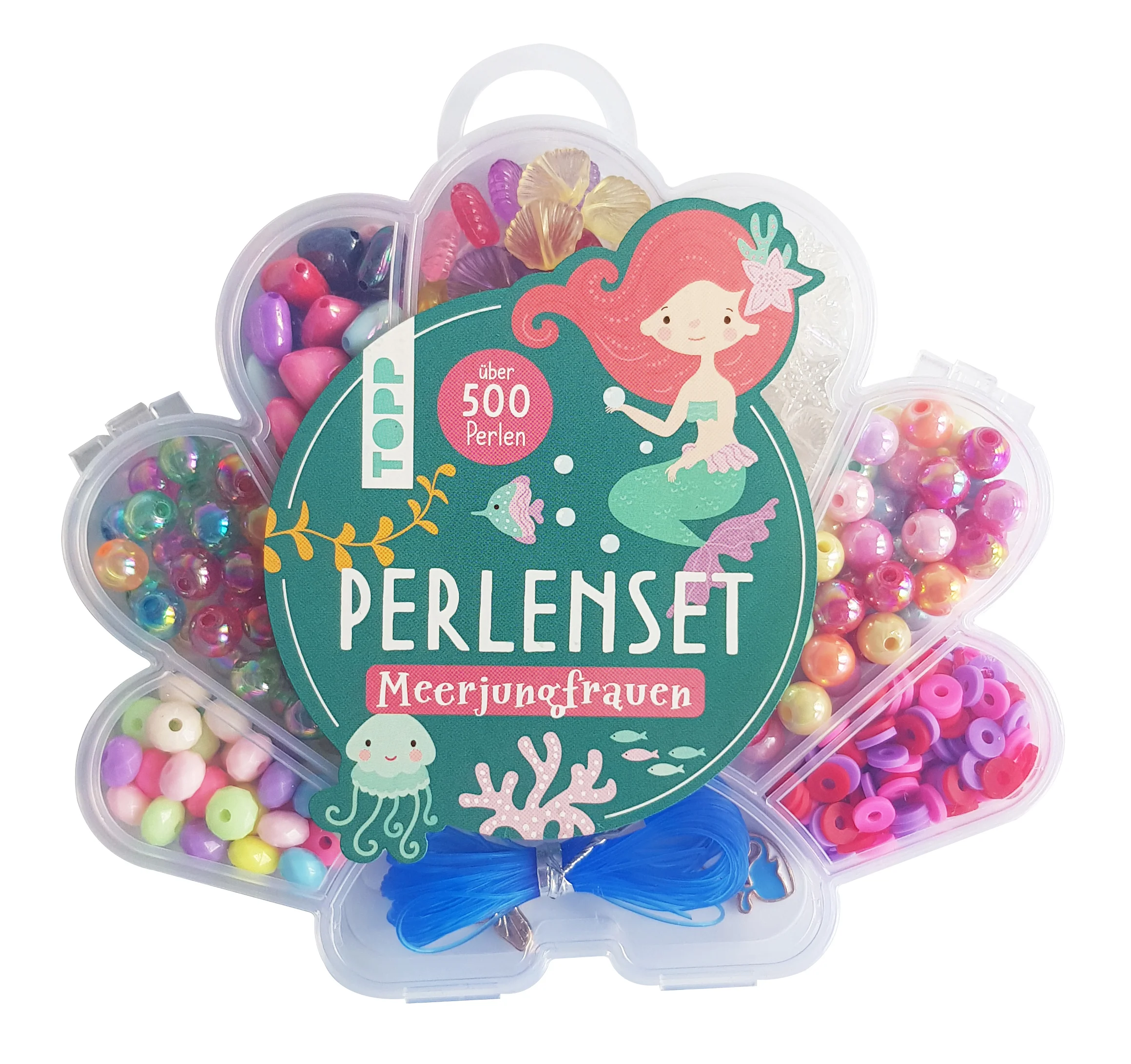 Der perfekte Perlenschmuck für Kinder ab 5 Jahren!Du liebst Meerjungfrauen? Mit diesem Komplettset kannst du sie immer am Arm tragen! Mit den bunten Perlen und den besonderen Wal- und Meerjungfrauen-Anhängern kannst du jedes Armband ganz individuell gestalten. Ob nach einer bestimmten Reihenfolge oder wild durcheinander - mit diesem Set gelingt jedes Armband!Das erwartet dich:Material für über 10 Armbänderüber 500 Perlen in verschiedenen Fraben und FormenWal- und Meerjungfrauen-Anhänger (nickelfrei) 5 m ElastikgarnAltersempfehlung: ab 5 Jahren
