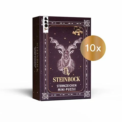 Astrologie Mini-Puzzles – Dein Sternzeichen als Puzzle-Erlebnis!Funkelnde Sterne und mystische Sternzeichen: Tauche ein in die faszinierende Welt der Astrologie! Dieses zauberhafte Mini-Puzzle bringt das Sternzeichen Steinbock als funkelndes Puzzle-Motiv direkt zu dir nach Hause. Dieses Tierkreiszeichen findest du hier als liebevoll gestaltetes 50-Teile-Puzzle – ideal für eine kurze, entspannende Auszeit. Perfekt für kleine und große Astrologie-Fans, Puzzle-Liebhaber:innen und alle, die ein einzigartiges Geschenk mit persönlicher Note suchen.