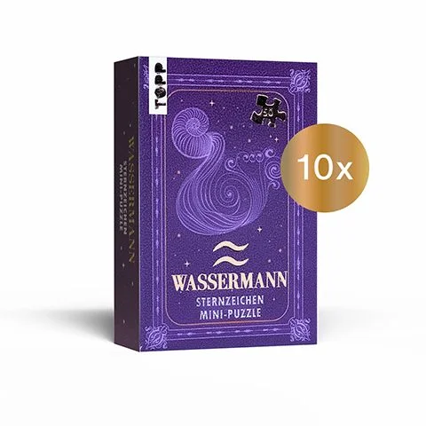 Astrologie Mini-Puzzles – Dein Sternzeichen als Puzzle-Erlebnis!Funkelnde Sterne und mystische Sternzeichen: Tauche ein in die faszinierende Welt der Astrologie! Dieses zauberhafte Mini-Puzzle bringt das Sternzeichen Wassermann als funkelndes Puzzle-Motiv direkt zu dir nach Hause. Dieses Tierkreiszeichen findest du hier als liebevoll gestaltetes 50-Teile-Puzzle – ideal für eine kurze, entspannende Auszeit. Perfekt für kleine und große Astrologie-Fans, Puzzle-Liebhaber:innen und alle, die ein einzigartiges Geschenk mit persönlicher Note suchen.