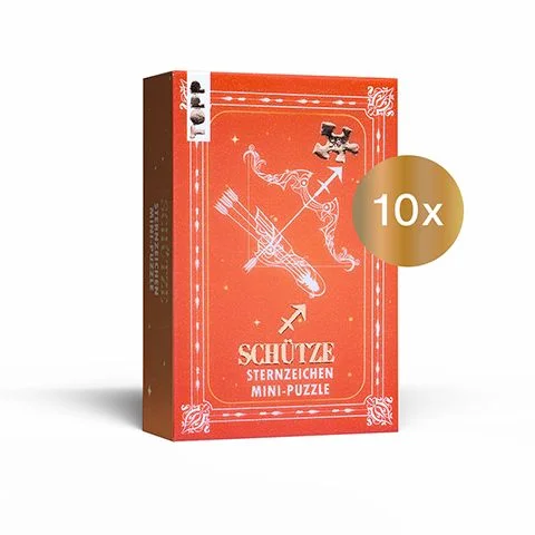 Astrologie Mini-Puzzles – Dein Sternzeichen als Puzzle-Erlebnis!Funkelnde Sterne und mystische Sternzeichen: Tauche ein in die faszinierende Welt der Astrologie! Dieses zauberhafte Mini-Puzzle bringt das Sternzeichen Schütze als funkelndes Puzzle-Motiv direkt zu dir nach Hause. Dieses Tierkreiszeichen findest du hier als liebevoll gestaltetes 50-Teile-Puzzle – ideal für eine kurze, entspannende Auszeit. Perfekt für kleine und große Astrologie-Fans, Puzzle-Liebhaber:innen und alle, die ein einzigartiges Geschenk mit persönlicher Note suchen.