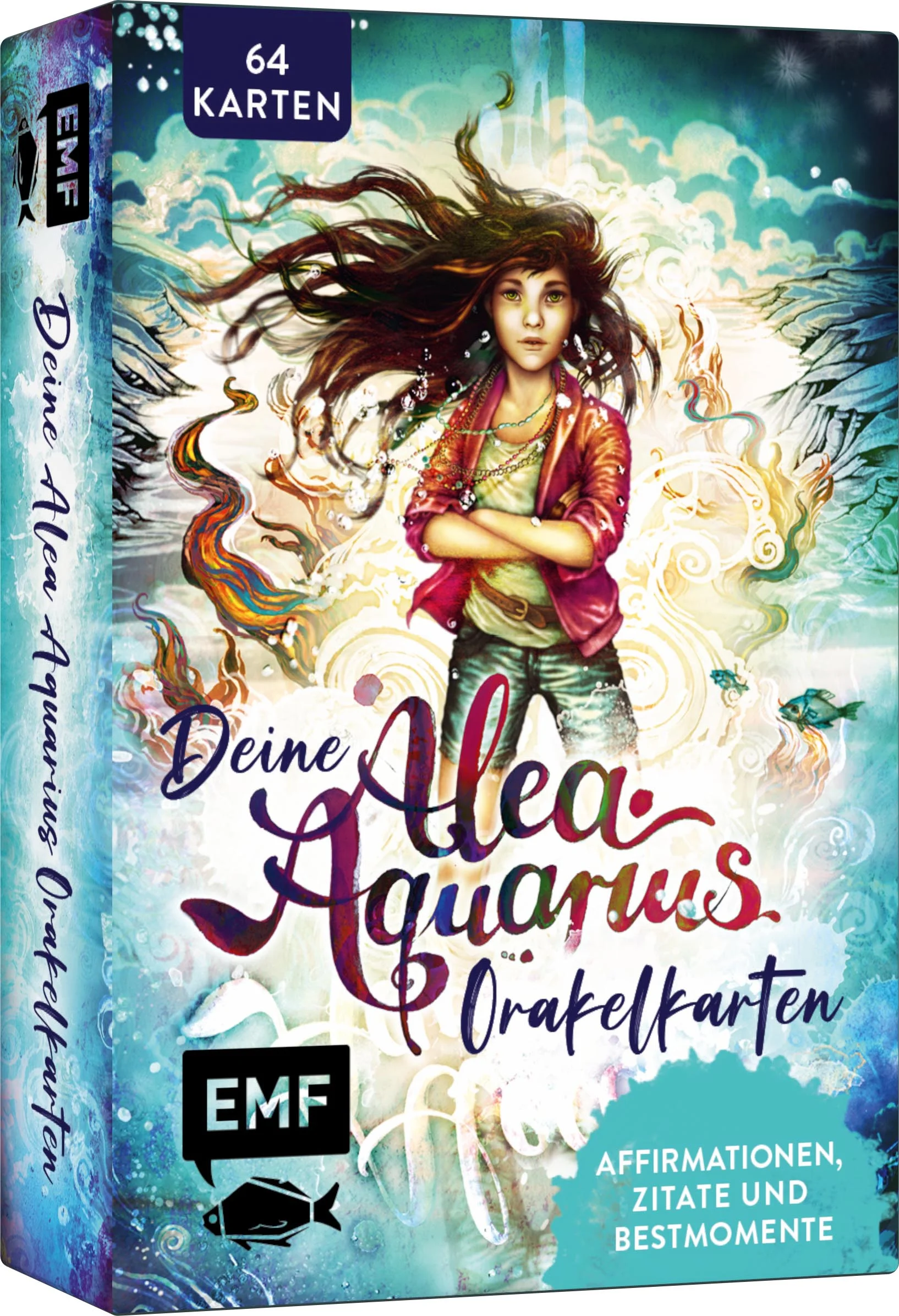 Folge dem Ruf des Meeres und stimme dich jeden Tag neu ein mit Alea Aquarius und der Alpha-Cru!Tauche ein in die faszinierende Welt von Alea Aquarius und begehe den Tag wie Alea, Lennox, Ben, Sammy und Tess! 64 Karten in 4 Kategorien nehmen dich mit auf die Crucis! Mit den 5 Alpha Cru-Karten lässt du dich vom Lifestyle der Banden-Mitglieder inspirieren. Auf den 20 Zitate-Karten findest du Textzeilen aus den Alea Aquarius-Bänden zusammen mit allerhand Wohlfühl-Tipps. Die 15 Freundschafts-Karten drehen sich rund um dich und deine Cru. Hier findest du Anregungen und Tipps für dich und deine Freund*innen. Und die 20 Affirmationskarten mit schönen Sprüchen stärken und begleiten dich und geben dir ein gutes Gefühl. 64 Karten mit 4 KategorienAlpha-Cru-Karten, Zitate, Freundschafts-Karten und AffirmationenPraktische Kartenbox im handlichen MitnahmeformatFür Alea Aquarius-Fans ab 10 Jahren 