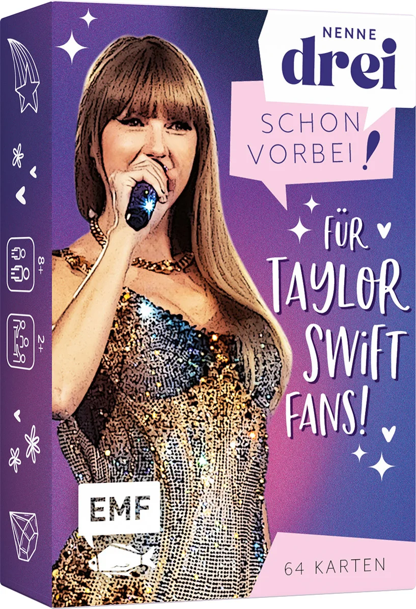 Schnell, schlau, kreativ – das rasante Wortspiel für alle Swifties!Taylor Swift ist eine Musiklegende, die Millionen von Fans mit ihren Songs begeistert. Doch wie groß ist deine Fan-Leidenschaft wirklich? Weißt du, mit welchen Alben Taylor Platz 1 der Charts erreicht hat? Kennst du ihre besten Freund*innen? Und kannst du beantworten, welche Rekorde die Sängerin gebrochen hat? Dann ist dieses rasante Kartenspiel wie für dich gemacht! Doch schaffst du es auch, drei passende Begriffe zu einer Kategorie in nur neun Sekunden zu nennen?Über 120 Kategorien für besonders viel AbwechslungFür alle Swifties ab 8 JahrenMit verschiedenen Spielvarianten: alle gegeneinander oder in TeamsPraktisches Mitnahmeformat – perfekt für zu Hause und unterwegsInhalt: Anleitung und 64 KartenStelle dich den Fragen und teste dein Wissen über den Superstar! Bist du bereit für die Herausforderung? Die praktische Kartenbox im handlichen Mitnahmeformat ist ideal für unterwegs, zu Hause oder als lustiges Spiel für zwischendurch. Das perfekte Geschenk für Swifties!