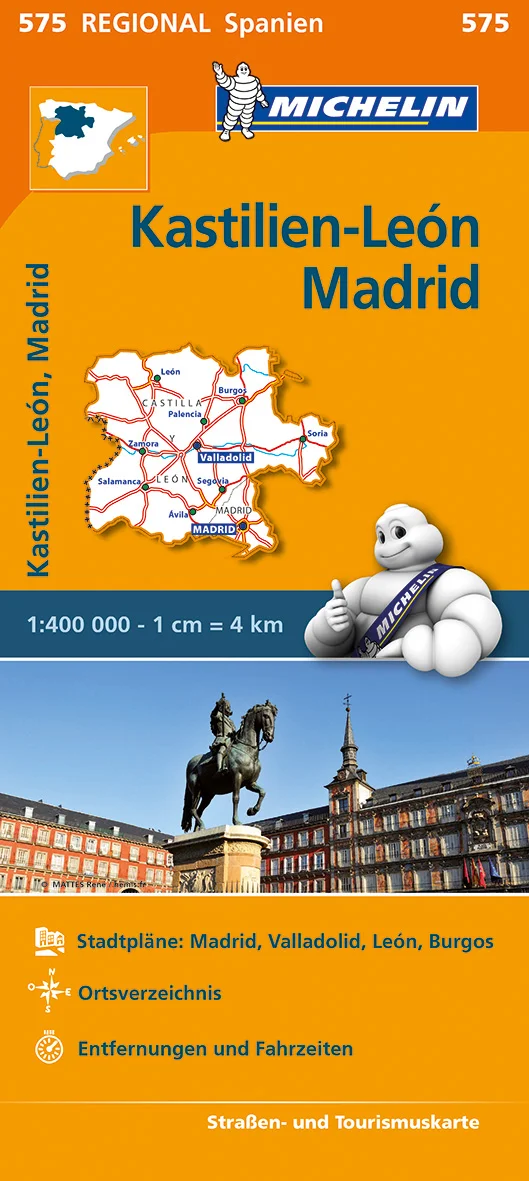 MICHELIN Straßen- und Tourismuskarte Kastilien-León, MadridKastilien-León, Madrid-Karte im Maßstab 1:400.000Die Michelin Regionalkarte bietet viele nützliche Informationen:- Markierung besonders schöner Strecken- Ortsverzeichnis - Entfernungs- und Fahrzeitentabelle- Stadtpläne: Bilbao, Donostia-S. Sebastian, Pamplona, Vitoria-Gasteiz