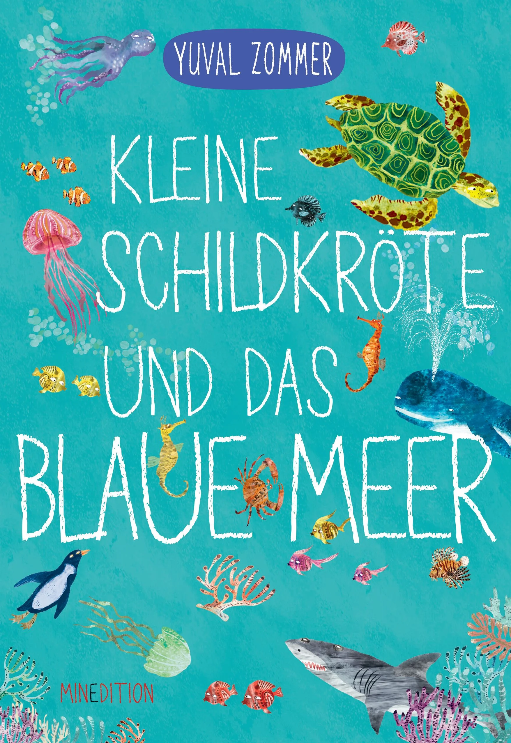 Dieses schön illustrierte Pappbilderbuch nimmt den/die kleine/n Leser/in mit auf eine Reise durch die Meereswelt. Wir schwimmen mit der neugierigen Schildkröte zu den Delfinen, tauchen mit den Haien und ruhen uns bei den Quallen aus. • Zum gemeinsamen Betrachten und Vorlesen zur Schlafenszeit • Kennenlernen der verschiedenen Meerestiere • Bücher, die neugierig machen auf die Natur und die Lebewesen, die darin wohnen Für Kinder ab 2 Jahren