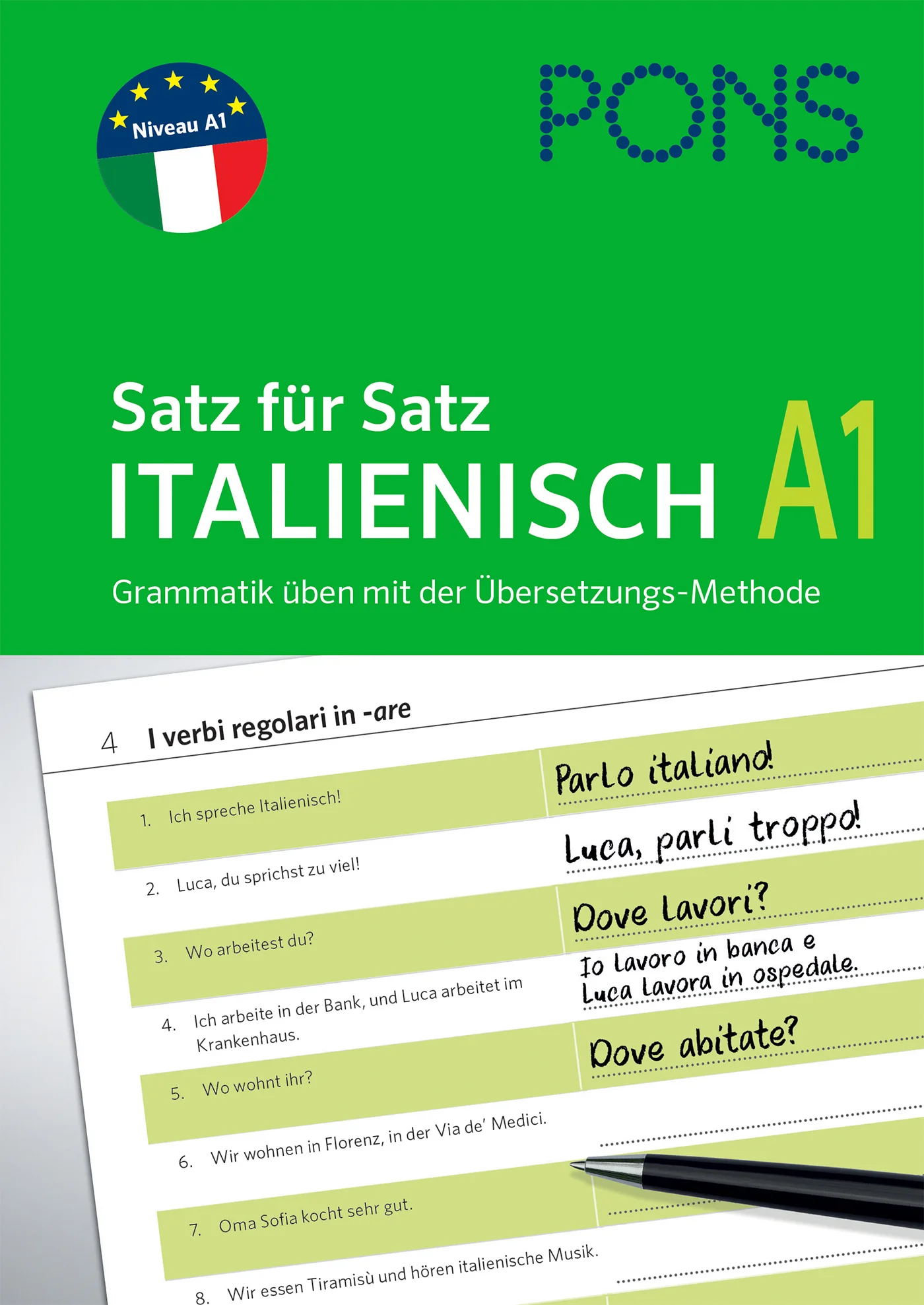 Grammatik in lebendiger Sprache üben Lernen Sie Grammatik einfach und schnell, indem Sie übersetzen.   Übersetzen Sie authentische, lebendige Sätze aus dem Alltag.  Grammatik und Wortschatz lernen Sie automatisch zusammen.   Grammatik der Stufe A1 wird in überschaubaren Portionen erklärt