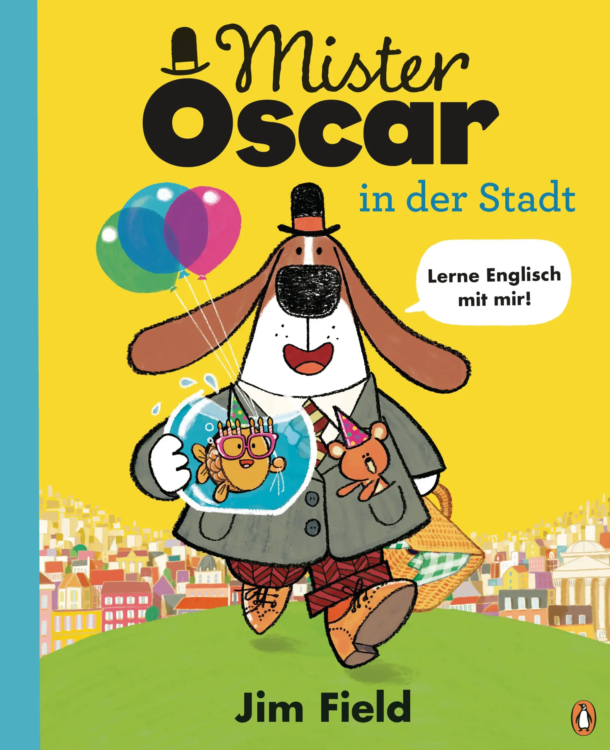 Mit witzigen Wimmelbildern spielend Englisch lernenGoldfisch Chips hat Geburtstag – das will Mister Oscar natürlich groß feiern. Doch für das Geburtstagspicknick fehlt noch einiges. Und dann geht Chips beim Einkaufen in der Stadt verloren! Mister Oscar sucht überall nach dem Goldfisch, im Museum, im Park und im Stadtzentrum. An jeder Station helfen mehr neue Freunde mit. Am Ende ist Chips wieder in Sicherheit. Und dann wird gefeiert!In den fröhlichen Wimmelbildern gibt es viel zu entdecken – und ganz nebenbei lernen schon die Kleinsten erste englische Wörter und Redewendungen kennen. Ein riesiger Spaß zum Immer-wieder-Anschauen!Ausstattung: Mit fbg. Illustrationen