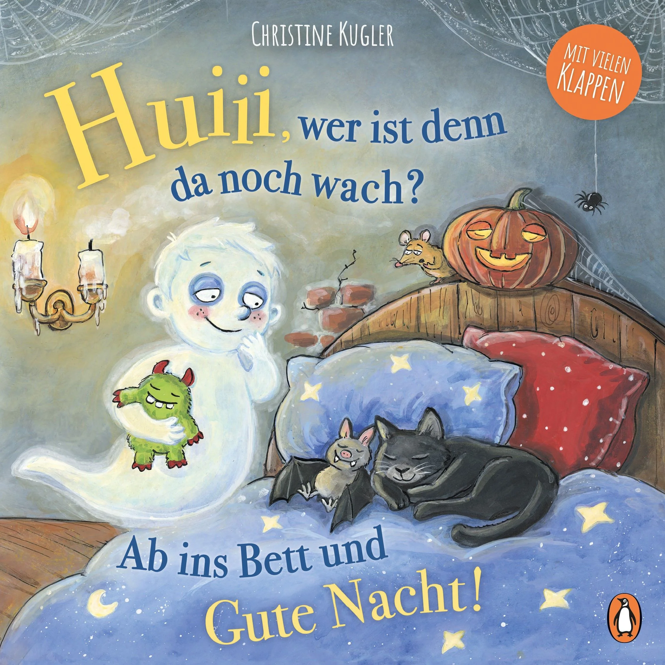 Huiii, wer ist denn da noch wach?Hexe Lotte kann nicht einschlafen, weil sie Bauchschmerzen hat. Vampirmädchen Frida ist noch kein bisschen müde und möchte lieber Verstecken spielen. Und die kleine Spinne fürchtet sich im dunklen Wald – so ganz ohne Nachtlicht. Zum Glück hat Gespensterjunge Theo lauter gute Ideen, die seinen Freunden beim Einschlafen helfen. Bis er schließlich selbst müde wird ... Und wer bringt das kleine Gespenst ins Bett?Eine kuschlige Einschlafgeschichte für kleine Nachtgespenster ab 2 Jahren – mit vielen Klappen