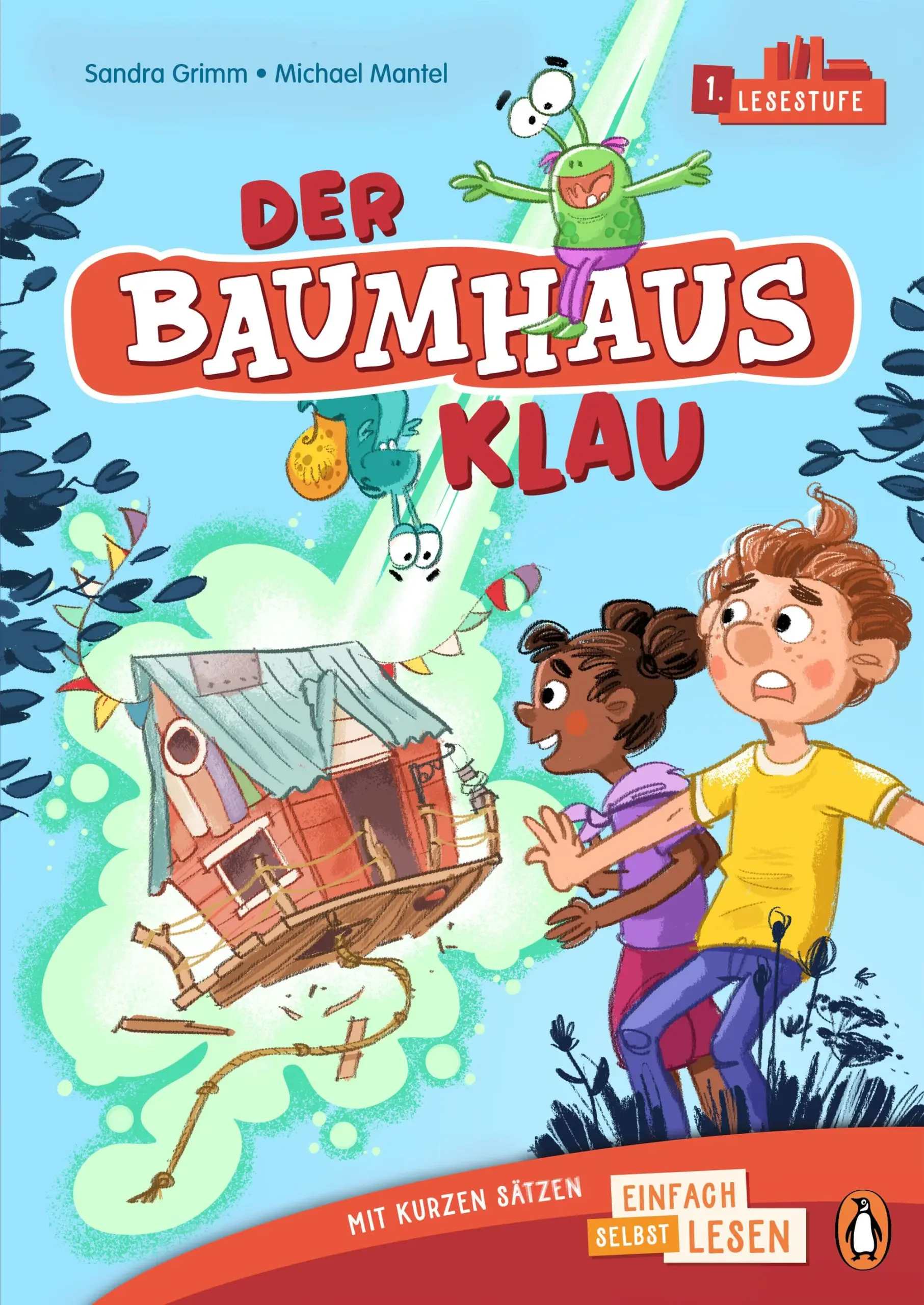 Einfach selbst lesen lernen mit kurzen Sätzen und einem turbulenten Abenteuer im Weltall!Samu und Sara wollen im Baumhaus übernachten. Doch dort ist schon jemand: das lustige Alien Ali und sein Haustier Glibbi! Als die Aliens das Baumhaus entführen, begeben sich Samu und Sara auf ein rasantes Abenteuer im Weltall, um Samus Baumhaus zurückzubekommen. Eine spannende Geschichte zum Lesenlernen für Kinder ab 6 JahrenDie 1. Lesestufe zum allerersten Selberlesen von Penguin JUNIOR:- Ideal für den allerersten Einstieg ins Selberlesen ab der 1. Klasse- Einführungskapitel zum Vor- und Mitlesen- Sehr große, gut erfassbare Erstleseschrift- Extrakurze Sätze in Sinnschritten mit begleitenden Illustrationen - Mit lustigem Lesequiz