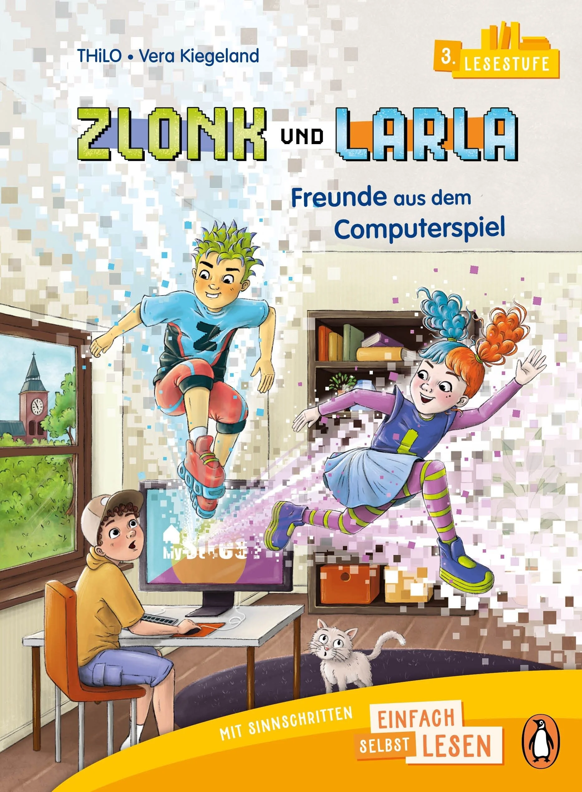 Vom Computerspiel ins echte Leben! Zlonk und Larla sorgen für einen unvergesslichen TagAls Jannik in seinem Computerspiel ein geheimes Level knackt, werden seine Figuren Zlonk und Larla plötzlich lebendig. Die beiden sehen ziemlich verrückt aus und haben unglaubliche Superfähigkeiten: Aufs Schuldach klettern, ins Klassenzimmer springen oder den Kirchturm hinaufrennen – alles kein Problem für Zlonk und Larla! Jannik erlebt mit seinen neuen Freunden einen echt actionreichen Tag!Ein spannendes Leseabenteuer für Kinder ab 6 Jahren Die 3. Lesestufe zum Einfach-selbst-Lesen von Penguin JUNIOR: - Ideal für Leseanfängerinnen und Leseanfänger ab der 1. Klasse- Große, gut erfassbare Schrift- Text in Sinnschritten, kurzen Abschnitten und mehreren Kapiteln - Mit spannenden Sachinfos