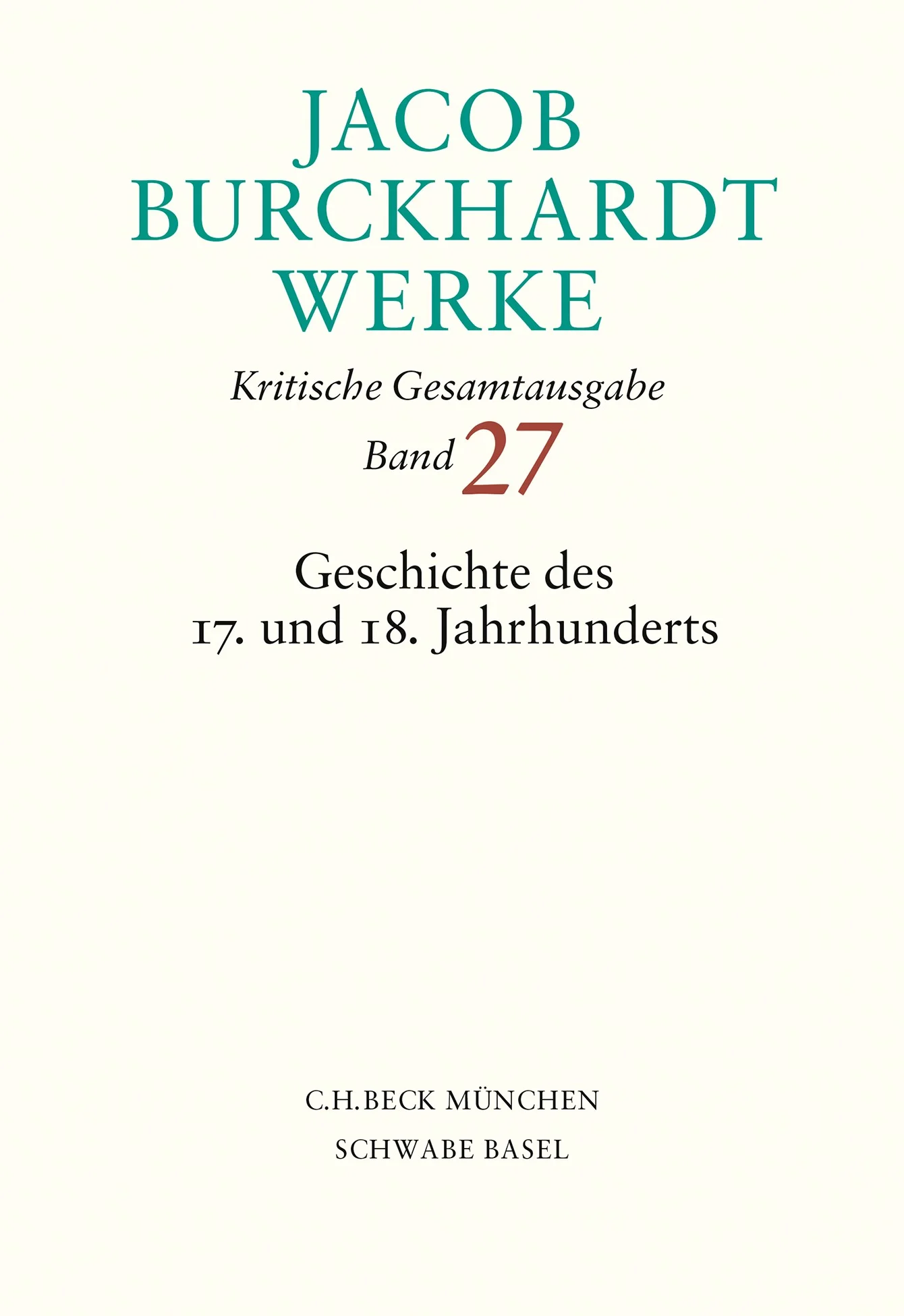 EIN MONUMENTALES UNTERNEHMEN, SO GRÜNDLICH WIE EINLADEND GESTALTET; EIN EREIGNIS. GUSTAV SEIBT, DIE ZEIT Jacob Burckhardt hat in seinen Vorlesungen die Zeit zwischen dem Ende der französischen Religionskriege 1598 und dem Ende des Siebenjährigen Krieges 1763 als eigenständige Epoche behandelt. Sein Interesse galt dabei primär den Mechanismen der Macht, deren Bildung, Erhalt und Zerfall er konsequent auf ihre dunklen Seiten hin untersuchte. In diesem Band werden seine Vorlesungsmanuskripte erstmals veröffentlicht. Anders als die damalige Geschichtsschreibung blickt Burckhardt darin über die Grenzen der Nationalgeschichte hinaus und nimmt die gesamteuropäischen Verflechtungen in den Blick. Thematische Schwerpunkte sind die Stärkung der monarchischen Staatsgewalt in Frankreich, die in den Sultanismus des Sonnenkönigs mündete; die Katastrophe des Dreißigjährigen Krieges; der englische Bürgerkrieg, der mit der Militärdiktatur Cromwells endete; die Kette expansiver Kriege im 17. und 18. Jahrhundert; der Aufstieg Englands als konstitutionelle Handels- und Seemacht sowie der Aufstieg Russlands als autokratische Militärmacht. Burckhardts Manuskripte liegen in diesem Band in einer höchst sorgfältigen kritischen und kommentierten Edition vor. Die Ausgabe wird von der Jacob Burckhardt Stiftung, Basel, herausgegeben und gemeinsam von den Verlagen C.H.Beck, München, und Schwabe, Basel, veröffentlicht. Die Auslieferung erfolgt über den Verlag C.H.Beck.