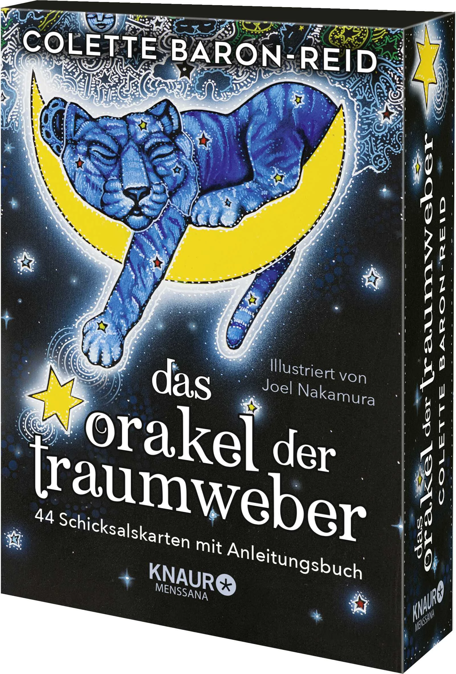 Du selbst bist die Magie, nach der du suchst! Willkommen zum Orakel der Traumweber, einem Kartendeck voller mystischer Weisheit und Magie! Das neue spirituelle Kartenset von Colette Baron-Reid kann dir als Landkarte dienen, um dir auf liebevolle Weise den Weg zu dir selbst zu weisen.Die Traumweber sind mystische, lichtvolle, kosmische Wesen, die so uralt sind wie das Universum selbst und als Helfer und Verbündete in unsere Welt gekommen waren. Unsere frühesten Ahnen waren diesen Weltenformern noch begegnet, die versprachen, einst zurückzukehren und uns erneut zu helfen. Sie verweben die Fäden des Schicksals mit denen unserer Träume und werden dich daran erinnern, dass deine Bestimmung bereits in dir liegt, eingebettet in den kosmischen Plan, mit dem du in dieses Leben gekommen bist.Finde mit den magischen Orakelkarten der Traumweber zu dir selbstWährend der Arbeit mit diesem Orakel stellst du eine bewusste Verbindung zum Universum her und erkennst dich als magisches Wesen, das seine Hoffnungen, Träume und Sehnsüchte webt und sein Schicksal selbst gestaltet. Jede Karte – kunstvoll illustriert vom renommierten Künstler Joel Nakamura – verwendet Symbole und Metaphern, um einen anderen Aspekt auf deiner epischen Reise der Entwicklung und Selbstfindung darzustellen. Du wirst anfangen, dich daran zu erinnern, dass du mehr bist, als du glaubst, und schon immer für ein magisches, sinnerfülltes Leben bestimmt warst.