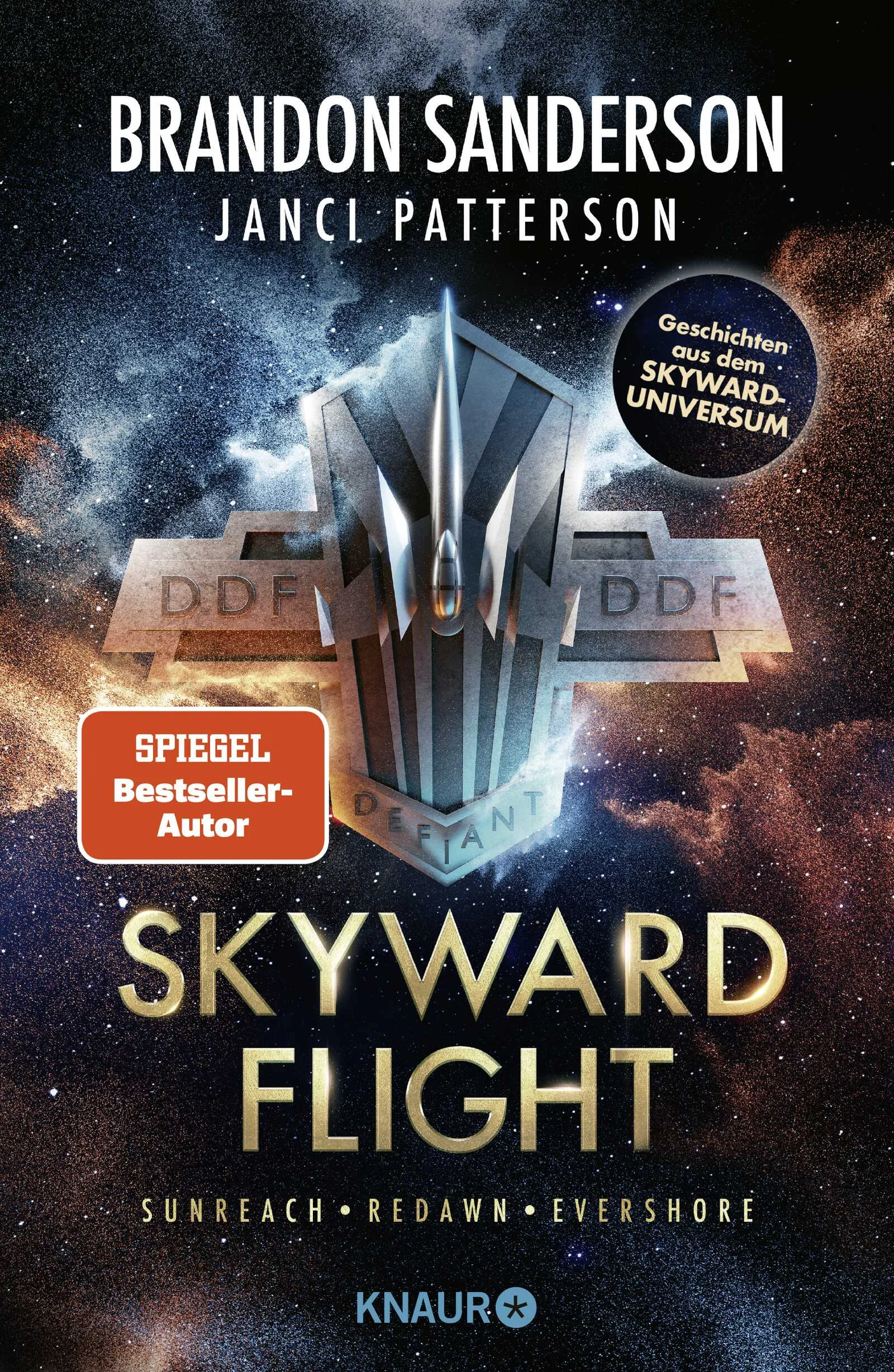 Wenn du die Sterne erst für dich beansprucht hast, kannst du auch ihre Freiheit garantieren?»Skyward Flight« versammelt drei actionreiche Kurzgeschichten aus dem Universum von Brandon Sandersons Science-Fiction-Reihe »Claim the Stars«.Während die Sternenjäger-Pilotin Spensa im Nirgendwo festsitzt, bleiben ihre Gefährten FM und Jorgen mit einem neuen Auftrag auf dem Planeten Detritus zurück: Sie sollen herausfinden, wie die von Spensa gestohlenen Hyperantriebe funktionieren. Denn nur so kann die Menschheit von Detritus entkommen und Verbündete unter anderen Spezies finden, die ebenfalls von der Superiority unterdrückt werden.Dann erhalten FM und Jorgen einen Notruf der Ministerin Cuna vom verlassenen Außenposten Sunreach. Und auch Alaniks Volk auf dem Planeten ReDawn sowie die Kitsen auf Evershore brauchen dringend die Unterstützung von Skyward Flight in ihrem verzweifelten Kampf um Freiheit …Zusammen mit Co-Autorin Janci Patterson hat Bestseller-Autor Brandon Sanderson sein Science-Fiction-Universum rund um die junge Pilotin Spensa um drei actiongeladene Kurzgeschichten erweitert: Die Erzählungen »Sunreach«, »ReDawn« und »Evershore« werden aus der Perspektive von Spensas Freunden erzählt und spielen zwischen »Starsight« und »Cytonic« bzw. während der Ereignisse von »Cytonic«Der hochwertig ausgestattete Sammelband »Skyward Flight« enthält exklusive Illustrationen der Hauptfiguren – ein tolles Geschenk für Science-Fiction-Fans.Die SF-Romane der Reihe »Claim the Stars« im Überblick:Skyward – Der Ruf der SterneStarsight – Bis zum Ende der GalaxieSkyward Flight (Kurzgeschichten »Sunreach«, »ReDawn« und »Evershore«)Cytonic – Unendlich weit von Zuhause