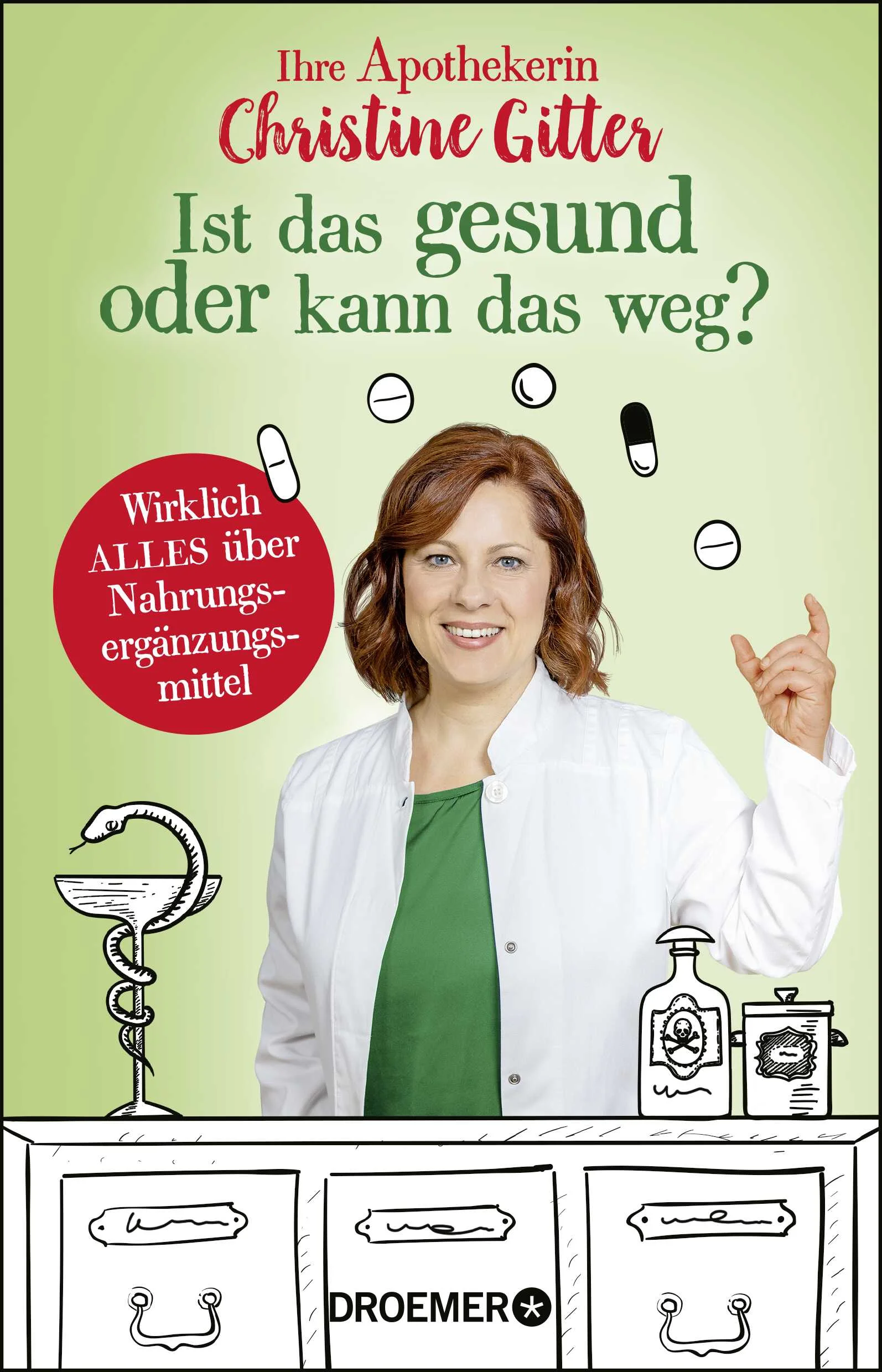 Die erfahrene Apothekerin Christine Gitter nimmt die bunte Welt der Nahrungsergänzungsmittel unter die Lupe. Vitamine, Mineralstoffe, Spurenelemente, Superfood – die Hersteller versprechen mehr Gesundheit, Energie und Konzentration. Über Risiken und Nebenwirkungen wird gerne geschwiegen. Informativ und erfrischend unterhaltsam schafft Christine Gitter Abhilfe.Magnesium, Vitamin C, Vitamin B12, Vitamin D, Zink – viele greifen zu Nahrungsergänzungsmitteln in Pillen- oder Pulverform, um ihrem Körper oder Geist Gutes zu tun. Aber ist das, was wir zu uns nehmen, wirklich gesund? Oder vielleicht sogar gefährlich? Sich auf dem Gesundheitsmarkt zurechtzufinden, ist eine Herausforderung. Apothekerin Christine Gitter gibt kompetent und unterhaltsam Antwort auf alle relevanten Fragen: - Was genau bewirken Vitamine und Mineralstoffe im Körper? - Sind die versprochenen Wirkungen eigentlich bewiesen? - Funktioniert Körper- und Gehirn-Tuning mit Nahrungsergänzungsmitteln tatsächlich?- Was hat es mit dem Tagesbedarf auf sich? - Halten Antioxidantien wirklich den Alterungsprozess auf? - Und können wir getrost auf das eine oder andere Präparat verzichten? Christine Gitter rundet ihre aufschlussreiche Expedition durch die knifflige Welt der Nahrungsergänzungsmittel mit vielen praktischen Tipps ab: Sie erklärt, wie man z. B. vitaminschonend Essen zubereitet, worauf Vegetarier und Veganer besonders achten sollten oder welche Regeln bei gleichzeitiger Medikamenteneinnahme gelten. Und ein wunderbar hilfreicher Schnellüberblick über Wirkungen, Vorkommen und Tagesbedarf der verschiedenen Vitamine und Mineralstoffe sorgt für schnelle Orientierung. Ein echtes Muss für Gesundheitsbewusste: Alles rund um das Thema Nahrungsergänzungsmittel – anschaulich erklärt, humorvoll erzählt und ganz leicht zu schlucken!