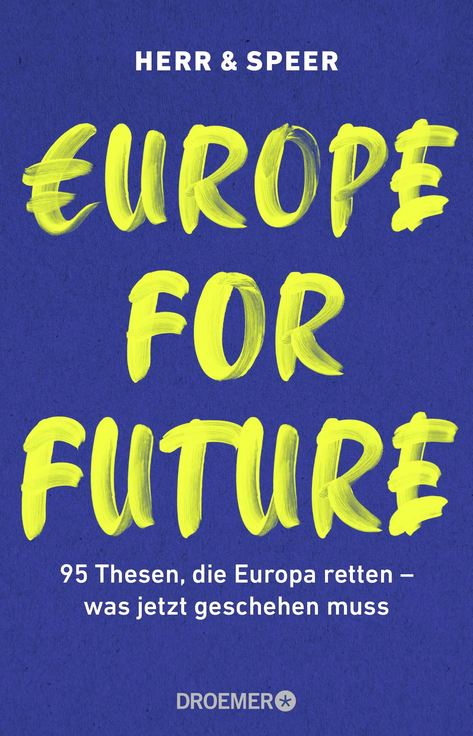 Neustart für den Kontinent und ein Ende der Dauerkrise: 95 Thesen und Reformen zur Rettung der EU»Ein Buch, das vor Ideen platzt. Nach seiner Lektüre will man es den Autoren einfach glauben: Europa könnte seine besten Tage noch vor sich haben. Europe for Future ist das Buch für ein Europa jenseits der Krisen.« Stefan Leifert, Leiter des ZDF-Landesstudios Bayern und langjähriger ZDF-Korrespondent in Brüssel»Europa ist die Antwort auf so viele Fragen unserer Zeit. Es macht Hoffnung, in diesem Buch zu lesen, wie viele Menschen sich für Demokratie, Gerechtigkeit und gegen Rassismus und Kleinstaaterei starkmachen.« Raul Krauthausen, Menschenrechtler und Träger des Bundesverdienstkreuzes»Dieses Buch zeigt, wie Europa die komplexen Herausforderungen der Gegenwart lösen kann und warum Vielfalt nicht trennt, sondern zu bunter Einheit führt.« Simone Menne, ehemalige CFO der LufthansaZu bürokratisch, zu langsam, zu zerstritten: Die EU weckt nur noch selten Begeisterung. Gefühlt befindet sich die Europäische Union seit einem Jahrzehnt am Rande des Abgrunds. Erst waren es die Finanz- und Flüchtlingskrise, die den Zusammenhalt Europas erschütterten. Später kam der Brexit, jetzt steht die EU vor der Herausforderung der Corona-Pandemie. Mit Sorge beobachten die Aktivisten und EU-Kenner HERR & SPEER diese Entwicklung. Nach Reisen quer durch Europa haben sie eine Lösung für die politischen, wirtschaftlichen und gesellschaftlichen Krisen im Gepäck: 95 umsetzbare Reformen, die die EU wieder auf die Spur bringen. Darunter:EU-Reisepass für alle Bürger*innenGesundheitsunionEuropäischer SenatStartguthaben für alle 25-JährigenFeministische AußenpolitikAbschaffung der WinterzeitHERR & SPEER liefern mit ihren 95 Thesen für Europa handfeste Reformideen, die unser Kontinent so dringend braucht. Ihr EU-Buch ist die Anleitung für den Neustart.»95 kühne Thesen zu Europa, die man am liebsten am Kanzleramt an die Wand nageln würde.« Ulrike Guérot, Leiterin Departement Europapolitik und Demokratieforschung an der Donau-Universität Krems