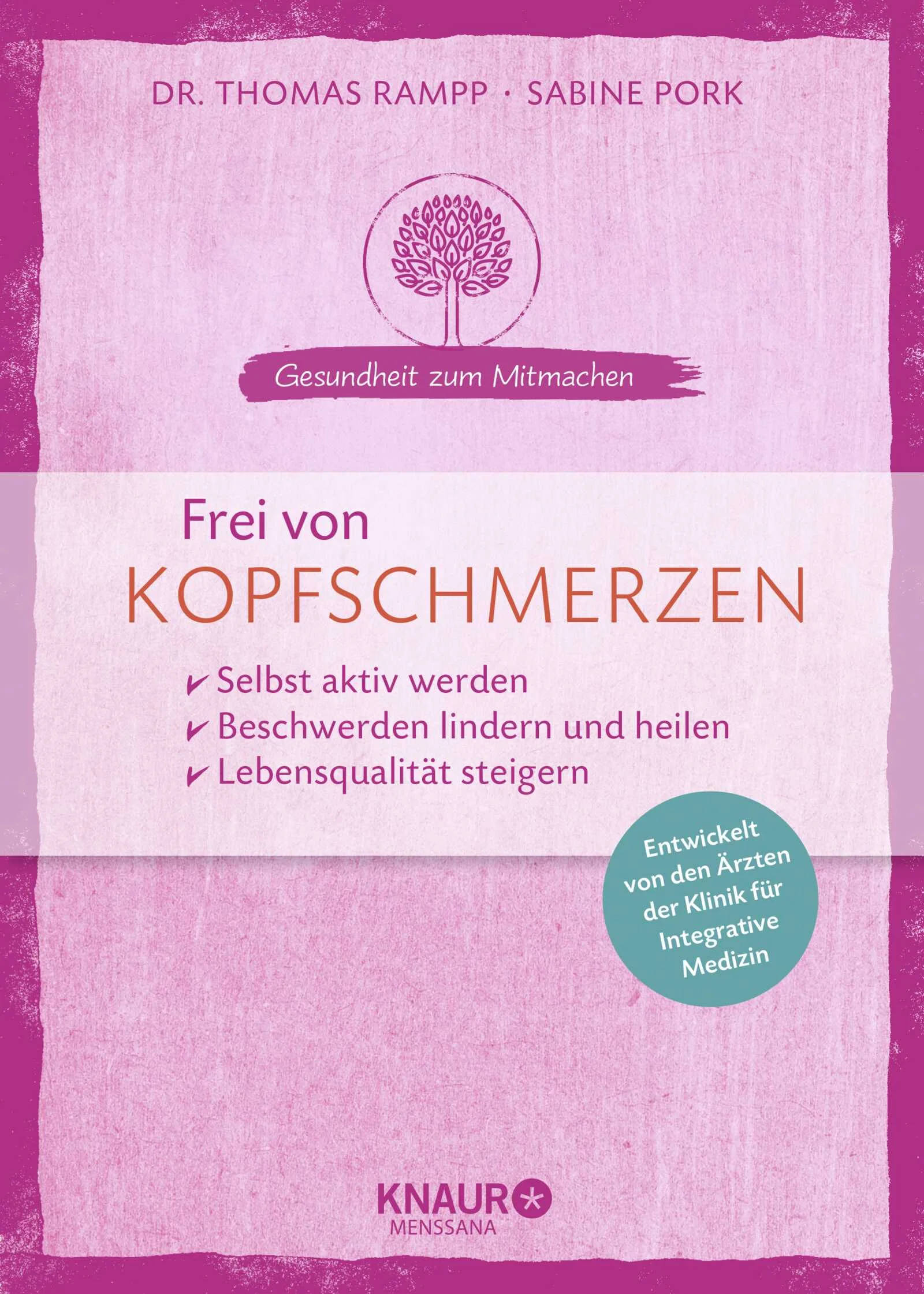 Selbsthilfe bei Kopfschmerzen unter kompetenter ärztlich Anleitung: der erste Gesundheits-Ratgeber zum Mitmachen von Spezialisten der Klinik für Naturheilkunde und Integrative Medizin in Essen.Dr. Thomas Rampp und die Gesundheits-Therapeutin Sabine Pork haben jahrelange Erfahrung im täglichen Umgang mit Patienten. Sie haben ein interaktives Patienten-Coaching zur Selbsthilfe bei Kopfschmerzen entwickelt, mit dem Betroffene Mitverantwortung für sich selbst und ihre Gesundheit übernehmen können.Ihr Mitmach-Programm basiert auf den fünf Säulen ganzheitlicher Gesundheit: Stressbewältigung, Bewegung, Hydrotherapie, Pflanzenheilkunde, Ernährung.Die Autoren erklären die wichtigsten Hintergrundinformationen, u.a. zu Migräne, Spannungskopfschmerzen und Cluster-Kopfschmerzen, und zeigen viele Möglichkeiten auf, wie man mit einem ganzheitlichen Medizin-Verständnis Kopfschmerzen und Migräne lindern und die Lebensqualität verbessern kann. Das Führen eines Kopfschmerz-Kalenders oder Kopfschmerz-Fragebögen ermöglichen es, Einflussfaktoren zu erkennen und gezielt zu regulieren.Checklisten, Fragebögen, Ernährungs-Coaching, Mitmachübungen, Dos and Don’ts und durchgängige Erfolgskontrollen unterstützen Betroffene dabei, selbst aktiv zu werden und Eigenkompetenz für die Krankheit zu entwickeln.Denn bekanntermaßen sind die Heilungschancen dann am höchsten, wenn man selbst etwas tut, statt nur darüber zu lesen.
