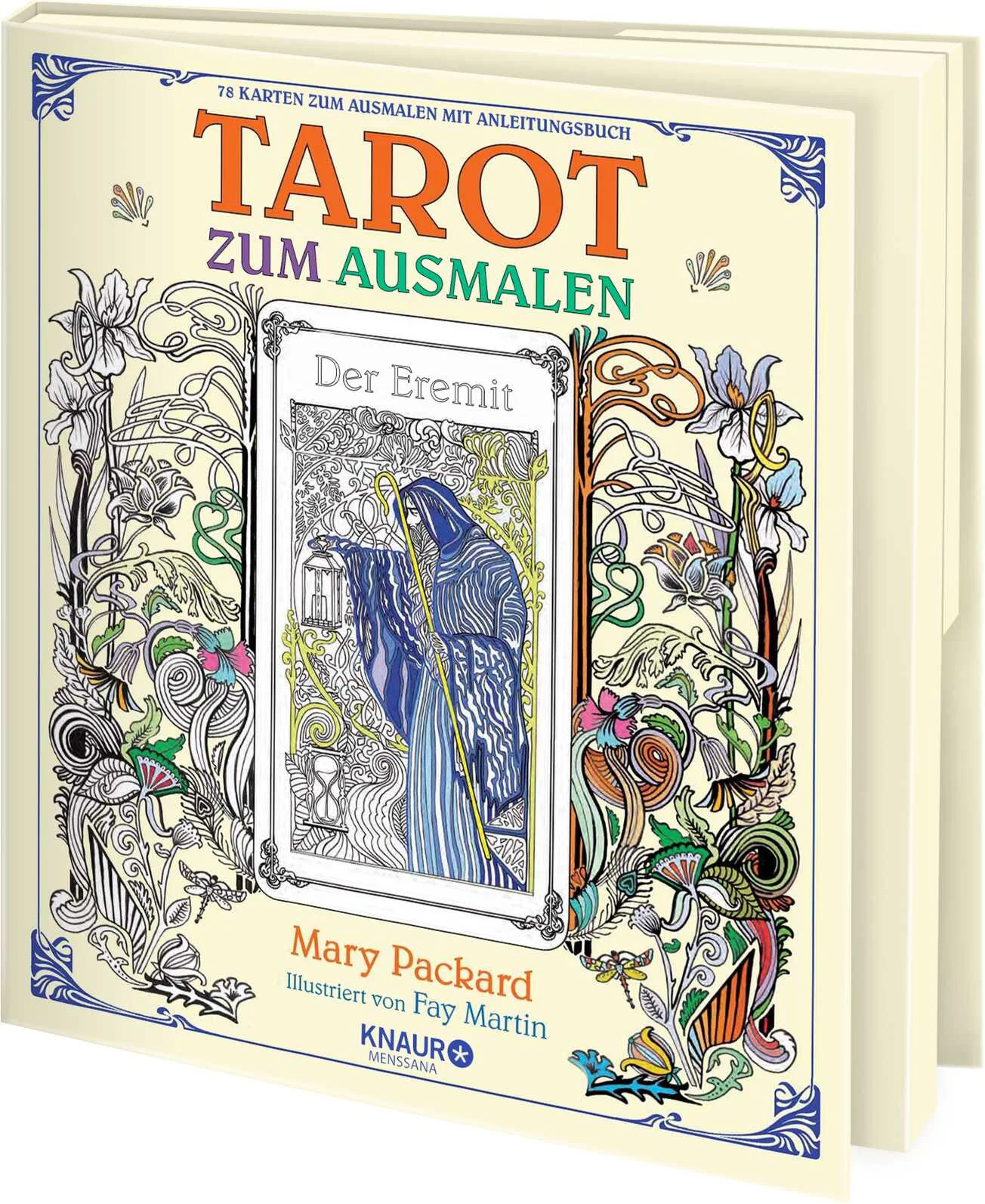 Gestalte deine Reise in die Welt des Tarots mit diesen 78 Karten zum Ausmalen inklusive Anleitungsbuch!Dem geheimnisvollen Tarot werden mystische und divinatorische Kräfte nachgesagt. Diese besonderen Karten offenbaren uns nicht nur unsere tiefsten Sehnsüchte und Ängste, sondern führen uns zu Selbsterkenntnis, innerer Weisheit und Stärke. Auch dient es als Werkzeug psychologischer Selbstreflexion, denn die individuelle Deutung der Bildsprache kann ein Spiegel innerer und äußerer Prozesse sein. Dieses Tarot im dekorativen Jugendstil beinhaltet die 78 traditionellen Tarot-Karten zum Ausmalen und Legen. Im farbenfrohen Anleitungsbuch erläutert die Tarot-Spezialistin Mary Packard die Geschichte des Tarots, erklärt die symbolische Bedeutung der Farben und der großen und kleinen Arkana und zeigt verschiedene Legesysteme. Mit diesem Hintergrundwissen ist es den Leser*innen ganz einfach möglich, die Karten individuell auszumalen und sie mit der eigenen Energie und persönlichen Intention zu füllen.Mach dich auf und gestalte dein eigenes Tarot-Deck!