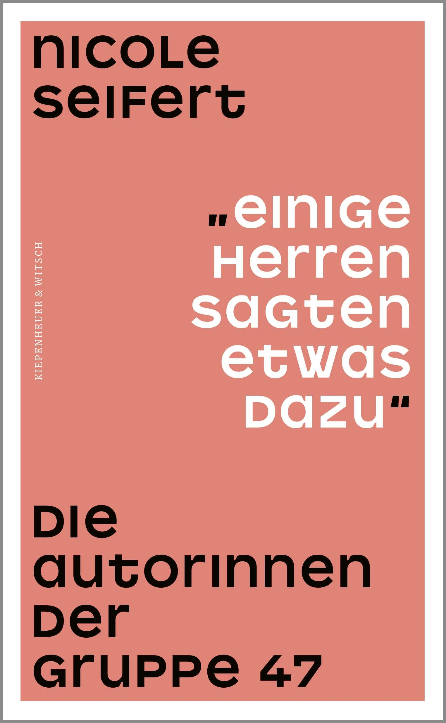 Nicole Seifert erzählt die Geschichte der Gruppe 47 aus einer neuen Perspektive: der der Frauen. Ihr Ergebnis kommt einer Sensation gleich. »Einige Herren sagten etwas dazu« macht es zwingend, die deutsche Gegenwartsliteratur neu zu denken, die literarische Landschaft neu zu ordnen.Es waren viel mehr Autorinnen bei den berühmt-berüchtigten Treffen der Gruppe 47 als Ingeborg Bachmann und Ilse Aichinger, aber sie sind in Vergessenheit geraten, sie fielen aus der Geschichte heraus – wie sich nun herausstellt, hatte man ihnen oftmals gar nicht erst Zutritt gewährt. Und wurden sie miterzählt, dann nicht als Autorinnen ihrer Texte, sondern als begehrenswerte Körper oder als tragische Wesen. Nicole Seifert erzählt von den Erfahrungen der Autorinnen bei der Gruppe 47, von ihrem Leben in den Fünfziger- und Sechzigerjahren in der BRD und von ihren Werken.Ein kluges, augenöffnendes Buch, das sofort große Lektürelust entfacht. Schriftstellerinnen wie Gisela Elsner und Gabriele Wohmann müssen neu gelesen, Schriftstellerinnen wie Ruth Rehmann, Helga M. Novak und Barbara König neu entdeckt werden.  Ein ganz neuer Blick auf die Gruppe 47 und die Nachkriegsliteratur, der uns bis in die Gegenwart führt.
