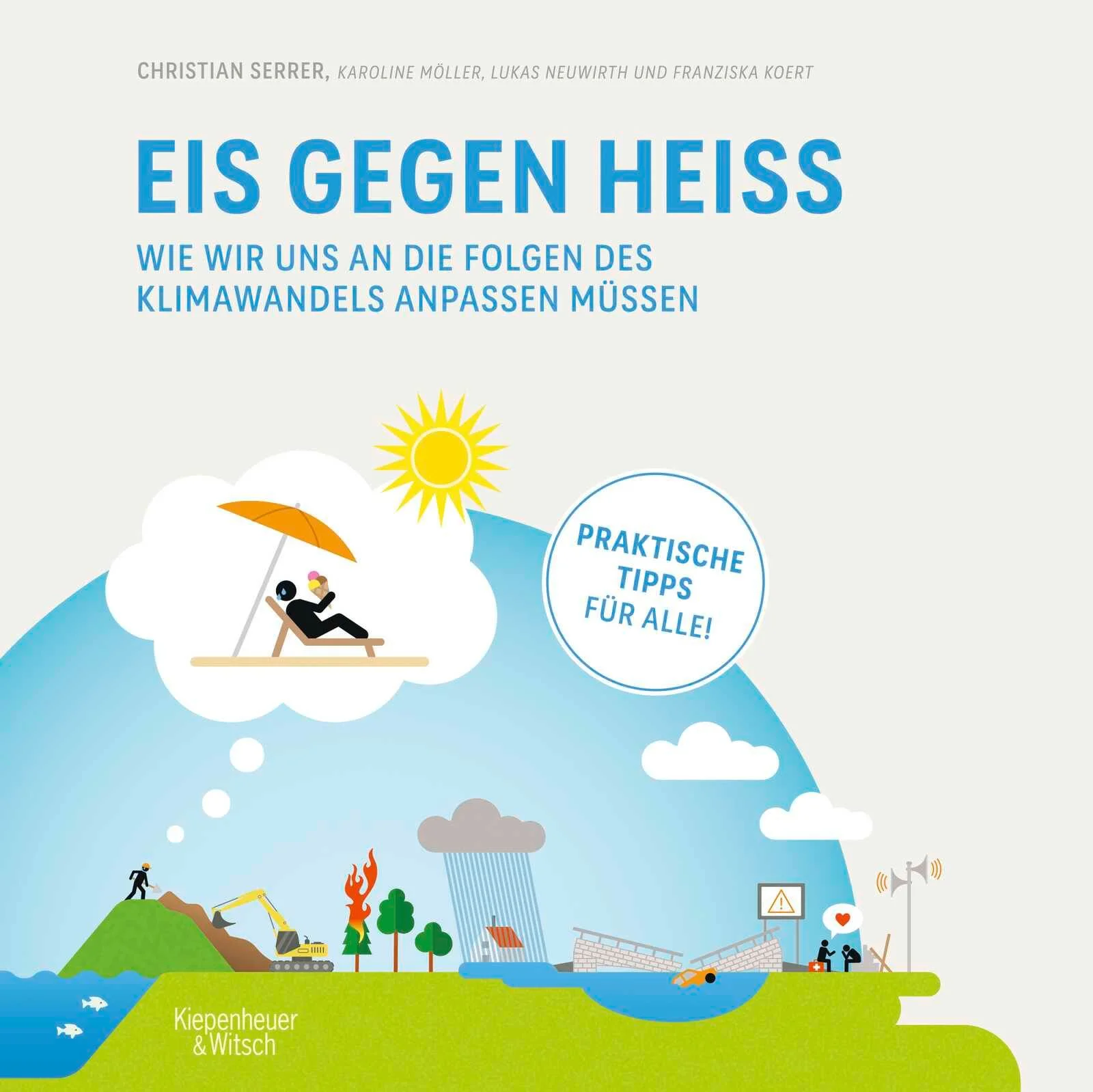 Von Hitzeschutz bis Notfallvorsorge: Praktische Tipps zur Klimaanpassung für uns alleDer Klimawandel ist da – aber wie passen wir uns daran an? Mit kurzen, anschaulichen Texten und vielen Illustrationen liefert dieses Buch praktische Lösungen für den Alltag. »Eis gegen heiß« zeigt verständlich und ohne Panikmache, wie wir alle uns vor Hitzewellen, Überschwemmungen, und anderen Klimafolgen schützen können. Dieser praxisnahe Ratgeber gibt Tipps, wie wir uns zu Hause und am Arbeitsplatz wappnen können gegen die Veränderungen, die der Klimawandel mit sich bringt. Er zeigt, wie wir unsere psychische Widerstandskraft in Zeiten der Klimakrise stärken, wie wir unsere Arbeitsproduktivität an Hitzetagen aufrechterhalten können, wie wir unsere Gebäude vor Überschwemmungen schützen und wie wir bei Extremereignissen gewarnt werden sowie uns richtig verhalten.Neben individuellen Handlungsmöglichkeiten gibt das Autor*innen-Team um Bestseller-Autor Christian Serrer einen Überblick über gesamtgesellschaftliche Anpassungen in Bereichen wie der Energieversorgung oder den Auswirkungen auf Migration und Sicherheit. Sachlich fundiert liefert es notwendige Anpassungsmöglichkeiten für eine sich wandelnde Welt.Klimaanpassung leicht verständlich erklärtAnschaulich, verständlich, wissenschaftlich fundiertUnterstützt wurde das Autor*innenteam von mehr als 70 renommierten Wissenschaftlerinnen und WissenschaftlernMit Vorworten vom Präsidenten des Bundesamtes für Bevölkerungsschutz und Katastrophenhilfe Ralph Tiesler sowie vom Präsidenten der Helmholtz-Gemeinschaft Otmar D. WiestlerDurchgehend vierfarbig illustriertEin Buch, das in keinem Haushalt fehlen sollte
