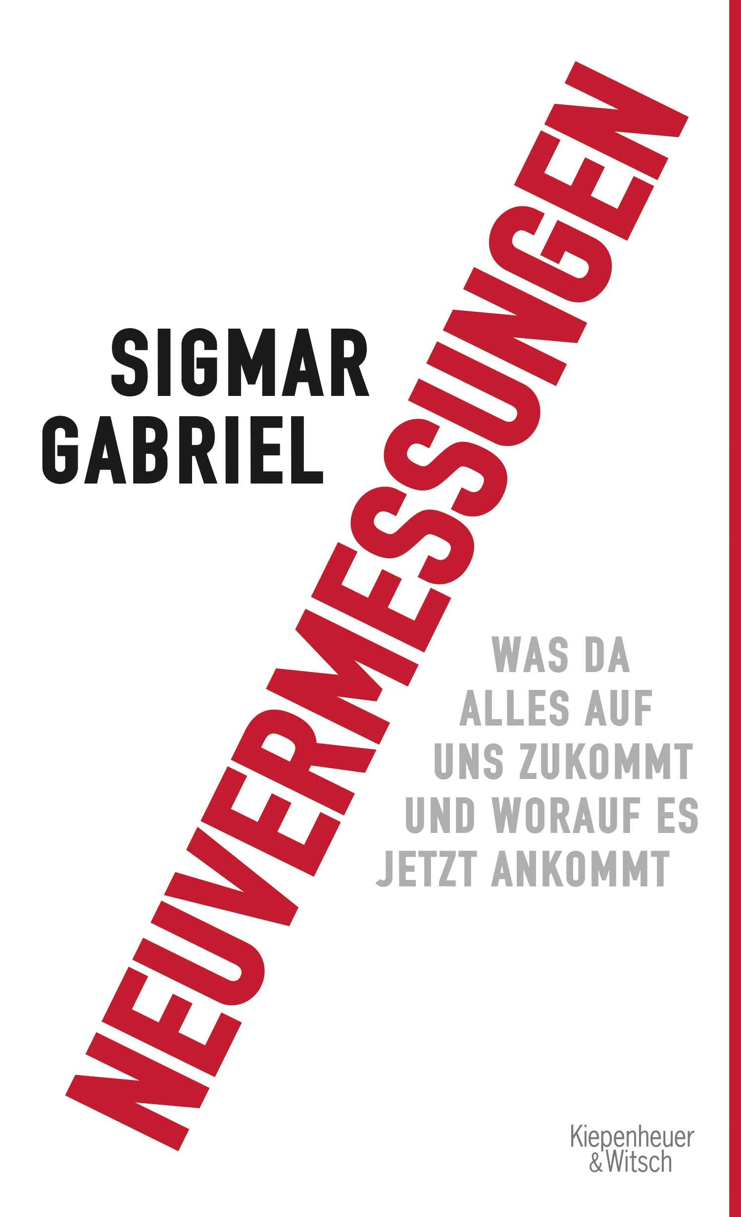 Gegen die Rückkehr des Nationalismus – für eine gerechtere GlobalisierungKaum etwas in der deutschen Politik der letzten Jahre kam so unerwartet wie die Ernennung des langjährigen SPD-Vorsitzenden und streitbaren innenpolitischen Frontmanns der Sozialdemokratie, Sigmar Gabriel, zum Außenminister der Bundesrepublik. Und das in einer Zeit und in einer Welt, in der die Gewissheiten schwanken und die Konflikte zunehmen.Auch international verkörpert er nun mit Leidenschaft die Werte der sozialen Demokratie. Außenpolitik in der Ära Trump, Europas Zukunft angesichts des Brexit, neue rechtsautoritäre Bewegungen innerhalb und außerhalb Europas, Flüchtlingskrise und Migration, Handelskonflikte mit den USA und mit China, der Westen in der Defensive – diese Fragen richteten sich sofort an den neuen Mann im Auswärtigen Amt. Welche Koordinaten prägen Gabriel? Mit welchem Anspruch geht er an die Aufgabe des Außenministers heran? »Neuvermessungen« gibt darüber Auskunft und zeigt den anderen, den nachdenklichen Sigmar Gabriel, der die Brüche der Politik in unserer Zeit wie kein anderer erlebt hat und diese Erfahrung in einer mutigen Analyse in die Zukunft wendet. Der eine frische Perspektive in die außenpolitischen Routinen bringt. Und der die internationale Politik neu zu vermessen sucht – als Chance, den Weg zu einer gerechten Globalisierung zu finden.