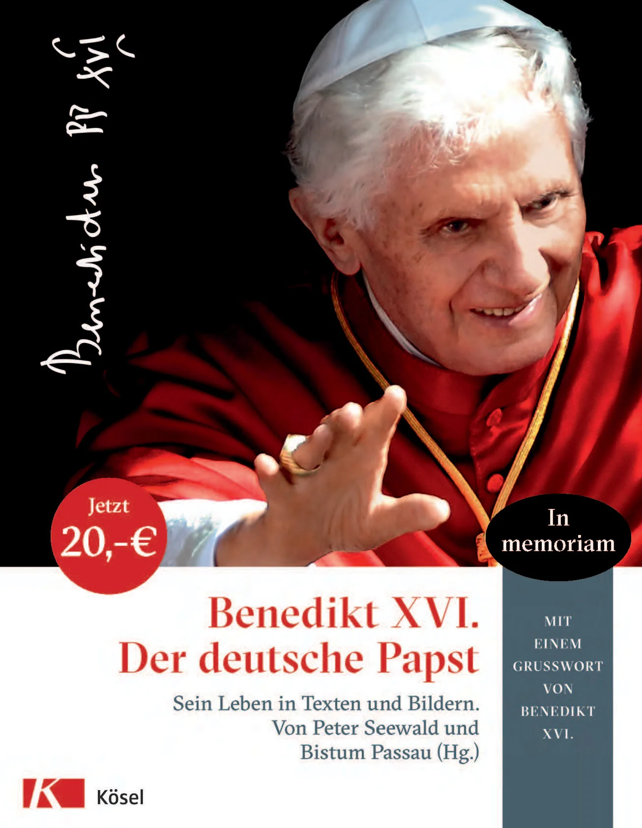Eine Reise in das Leben und Denken von Benedikt XVI. - In memoriamMit Joseph Ratzinger verbindet sich eine atemberaubende Geschichte, eine Jahrhundertbiografie. Ein Junge aus bescheidenen Verhältnissen, ein Bub aus der bayerischen Provinz wird als 35-jähriger der Inspirator des Konzils; er glänzt als neuer Star am Himmel der Theologie; er trotzt als Kardinal an der Seite Karol Wojtylas den Stürmen der Zeit – und wird als erster Deutscher seit der Spaltung durch die Reformation Oberhaupt der größten, ältesten und geheimnisvollsten Institution der Welt. Mit dem deutschen Papst endet ein Zeitalter. Dieser Bildband zeigt auf eindrucksvolle Art und Weise das Lebenswerk des 