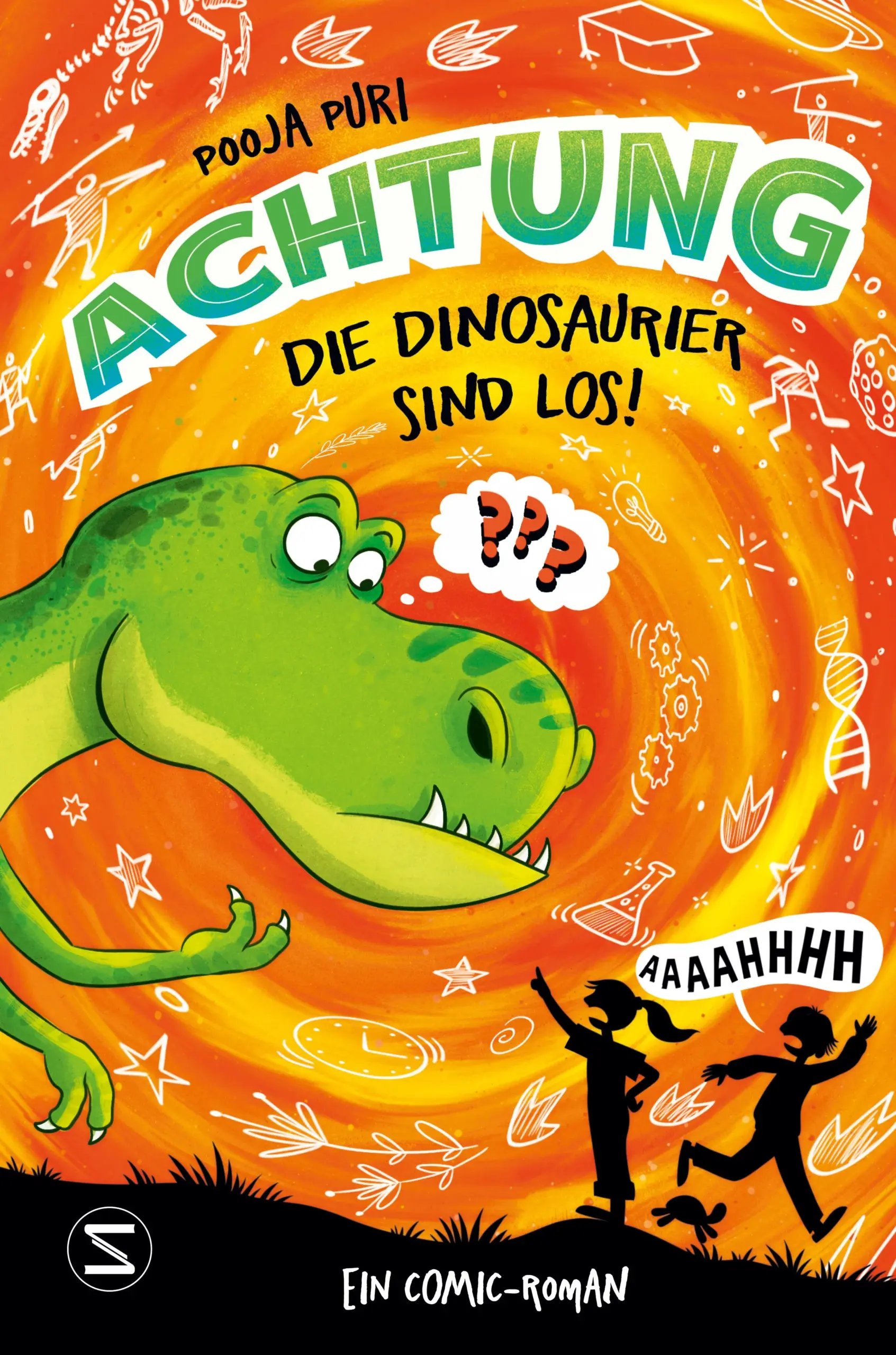 Hilfe, meine Schwester ist bei den Dinosauriern gelandet!Esha Verma, ihr Lehrling Broccoli und seine schlaue Haustierschildkröte haben einen Traum: Sie wollen den legendären Hirni-Pokal gewinnen – den ultimativen Erfinderpreis. Der diesjährige Beitrag: EINE ZEITMASCHINE.Aber am Tag vor dem Wettkampf entführt Eshas große Schwester die Zeitmaschine und verirrt sich in die Kreidezeit.Nun müssen Esha und Broccoli sich hungrigen Dinosauriern, mysteriösen schwarzen Löchern und fehlerhaften Erfindungen stellen, um Eshas Schwester wieder zurückzuholen. Immerhin ist schon jetzt bewiesen, dass die Zeitmaschine funktioniert. Hoffentlich sehen das auch die Wettkampfrichter so ...Abwechslungsreich gestaltet in Notizblock-Optik, mit vielen Kritzeleien und Illustrationen