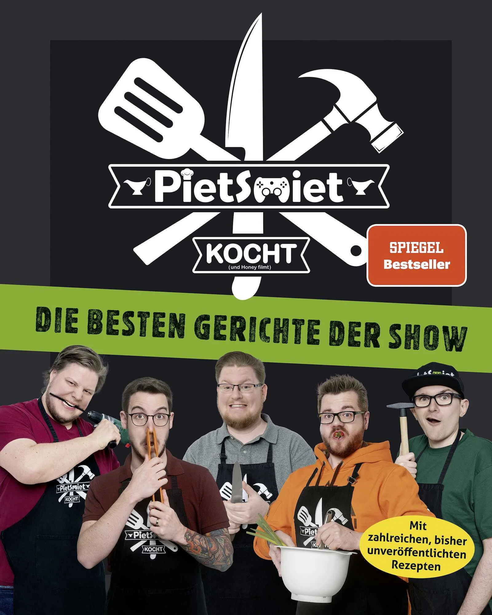Das beliebte YouTube-Format »PietSmiet kocht« – jetzt als Buch!In ihrem ersten Kochbuch präsentieren Peter, Brammen, Jay, Chris und Sep in gewohnt humorvoller Manier die optimierten Rezepte der Top 20 Favoriten ihrer Show »PietSmiet kocht«, plus jeweils sechs ganz persönliche Lieblingsgerichte.Endlich erfahren wir, weshalb man immer auch Bohrmaschine, Säge und Hammer in Reichweite haben sollte, wenn man das perfekte Dinner servieren will, warum Kräuter der Provence einfach immer gehen (die gibt's sogar in Gießen!) und was die fünf ganz persönlich mit dem Kochen verbinden.Bei 50 Rezepten in verschiedenen Schwierigkeitsgraden ist für jeden was dabei. Also nichts wie ran an den Herd!30 bisher unveröffentlichte Lieblingsrezepte der PietsProfessionelle FoodfotosPlus weitere Einblicke in die typische PietSmiet-Küche