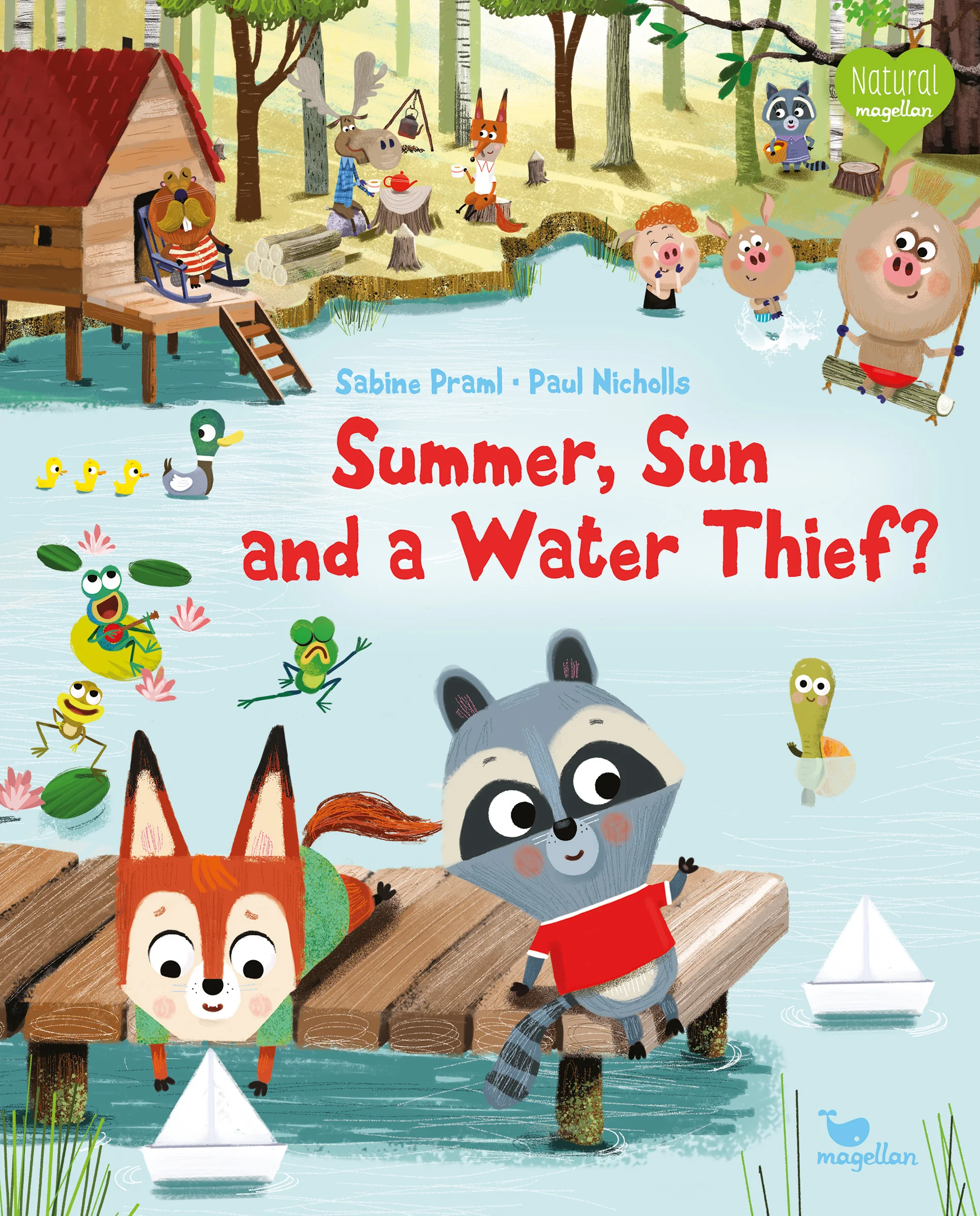 The animals happily come to their pond to drink or wash or play, But all of them get a terrible shock: the water’s gone away! Who could have stolen a pondful of water? It seems beyond belief. So Tom and Theo set out on the trail. Will they find the thief? Ein großer (Wasser-)Spaß in englischer Sprache rund um Tom, Theo und das verschwundene Wasser des Waldteichs – spielerisch und charmant gereimt von dem britischen Erfolgsautor David Henry Wilson.