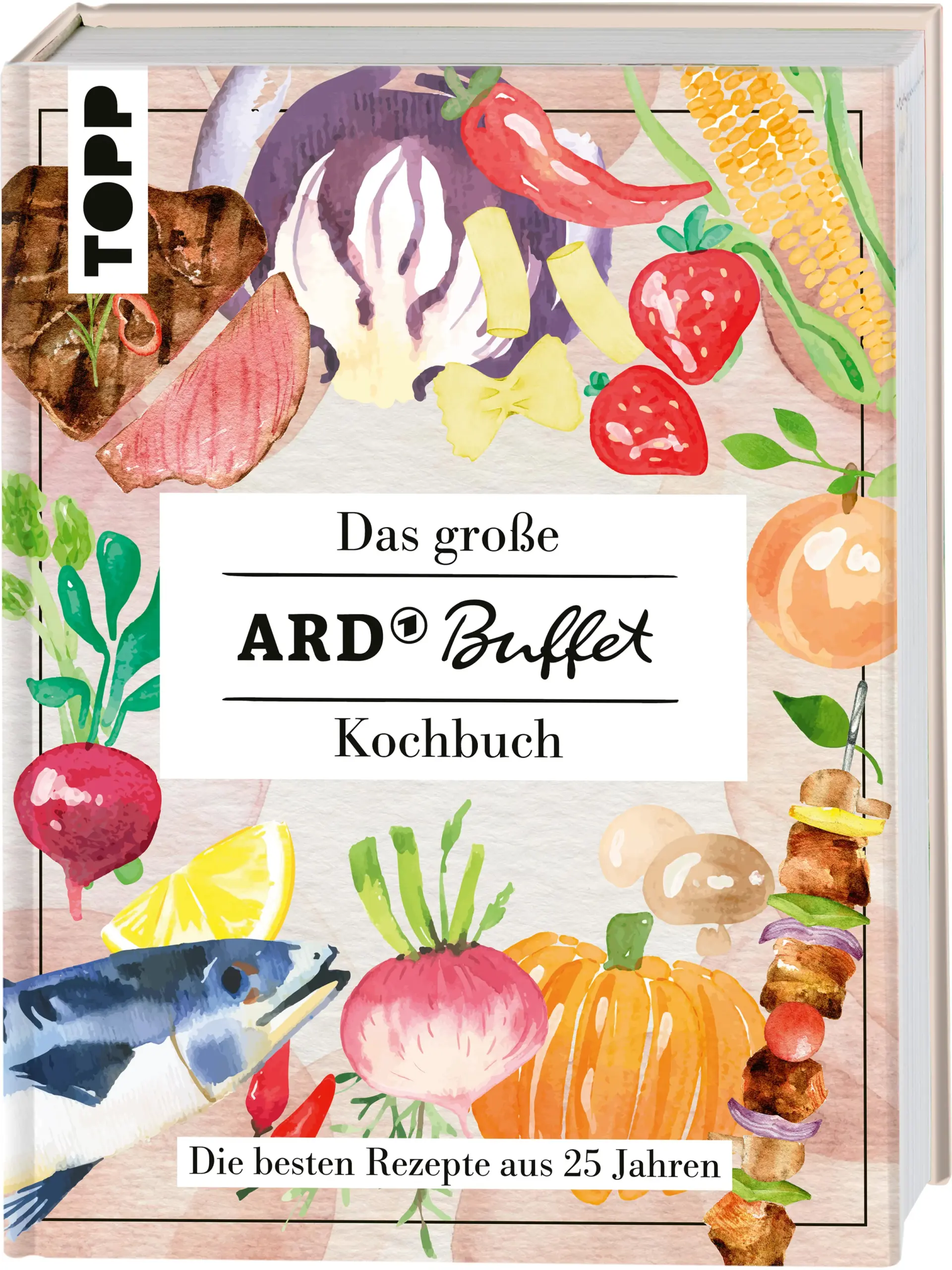 👩🍳 Leben und Genießen mit dem ARD-Buffet 👩🍳 Seit 25 Jahren begeistert die unterhaltsame Ratgebersendung im Ersten bis zu 1 Million Zuschauer:innen. In dieser umfangreichen und vielfältigen Rezeptesammlung hat nun die ARD-Buffet-Redaktion auf 240 Seiten die beliebtesten Rezepte der Sendung zusammengestellt. Sommer, Frühling, Herbst und Winter – pro Jahreszeit finden Sie zahlreiche Rezepte mit mal exotischeren, mal regionalen, aber immer saisonalen Zutaten. Themen-Specials zu Saisonstars wie Spargel, Erdbeeren, Beeren, Kürbis, Pilzen & Co. liefern Inspirationen dafür, die Gaben des eigenen Gartens zu jeder Jahreszeit voll auszukosten, und hilfreiche Rezept-Label lassen auf einen Blick die Art des jeweiligen Rezepts erkennen. Zudem finden sich kreative Menüvorschläge mit Vorspeise, Hauptgang und Dessert - ideal für den Frühlings-Lunch, die Sommerparty, das herbstliche Abendessen mit Freunden oder die Weihnachtsfeier. Die Rezeptesammlung bietet für jeden Geschmack und Anlass das passende Gericht:🍛 vegan, vegetarisch, mit Fleisch oder Fisch 🍛 süß oder herzhaft🍛 Heimatküche oder Weltküche🍛 schnell und einfach oder ausgefallen und aufwändig Zudem erhalten Sie einen Blick hinter die Kulissen der TV-Sendung:👩🍳 Welche Köche und Köchinnen haben die Sendung geprägt?👩🍳 Welche konzeptionellen Veränderungen hat es im Laufe der letzten 25 Jahre gegeben? 👩🍳 Welche Entwicklungen haben die Sendung beeinflusst? 👩🍳 Welche Prozesse laufen hinter der Kamera ab?Und auch optisch ist das Kochbuch ein echter Hingucker: 🎁 besondere Haptik dank Einband mit Strukturpapier🎁 reißfestes, hochwertiges Papier🎁 modernes Coverdesign in Aquarell-Optik Das Kochbuch eignet sich ideal als Geschenk für alle Fans der beliebten TV-Sendung und wird sowohl Hobby- als auch Sterne-Köche und -Köchinnen begeistern.Lassen Sie sich von den Rezepten inspirieren und genießen Sie die leckeren Gerichte! 