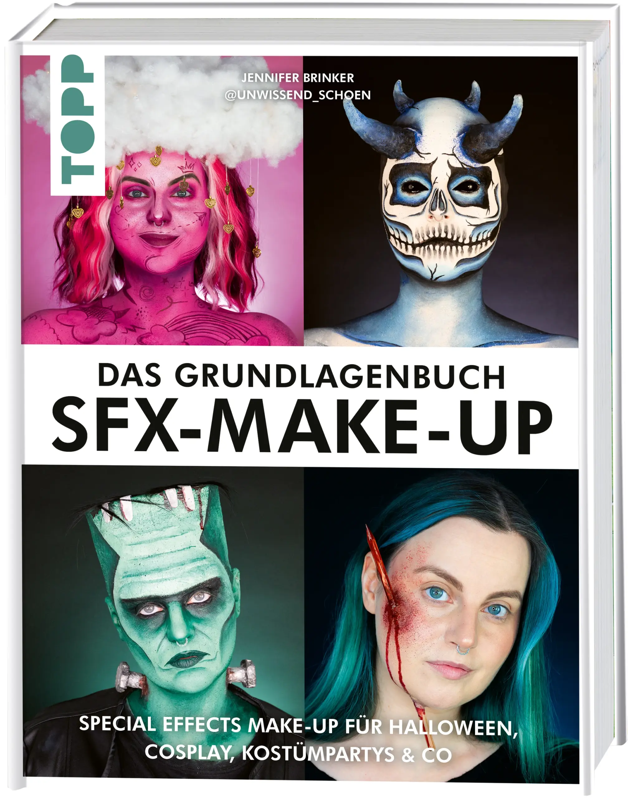 Ob zu Fasching, Karneval oder Halloween, für die nächste Kostümparty oder für ein Cosplay-Projekt: Mit diesen Make-up-Techniken nimmst du die Gestalt deiner Wahl an und wirst zum Star des Events!Tauche ein in die faszinierende Welt der Spezialeffekte und lass deiner Kreativität freien Lauf! In diesem Buch zeigt dir SFX-Make-up-Künstlerin Jennifer Brinker von @unwissend_schoen, welche Materialien du brauchst und mit welchen Techniken du deine Visionen zum Leben erweckst. Hier erfährst du alles, was du über Bodypainting, Gesichtsmasken, Kunstblut und Co. wissen musst, um atemberaubende Spezialeffekte zu erzielen.Von Gruselgestalten mit Hörnern und Wunden bis hin zu fröhlich-bunten Fabelwesen ist für jeden das passende dabei! Lass dich von den beeindruckenden Looks inspirieren und erschaffe dein eigenes Meisterwerk. Egal, ob du neu in dieses Thema einsteigst oder schon Erfahrungen gesammelt hast, dank der detaillierten Schritt-für-Schritt-Anleitungen mit Schrittbildern und Materialinformationen gelingen die Projekte garantiert. Das erwartet dich: Materialinformationen zu Farben, Pinseln, Schwämmen und weiteren UtensilienEinführung in Techniken und Grundlagen, u.a.:  Kontaktlinsen einsetzen, Face Cast erstellen, Augenbrauen abkleben, Glatzenkappe anbringen u. v. m. DIYs rund um Fake-Blut, Hautwachs, Zähne, Knochenfinger, Blutergüsse und NarbenVielfältige Looks mit unterschiedlichen Techniken von Bodypainting bis SFXTutorials zum besseren Verständnis