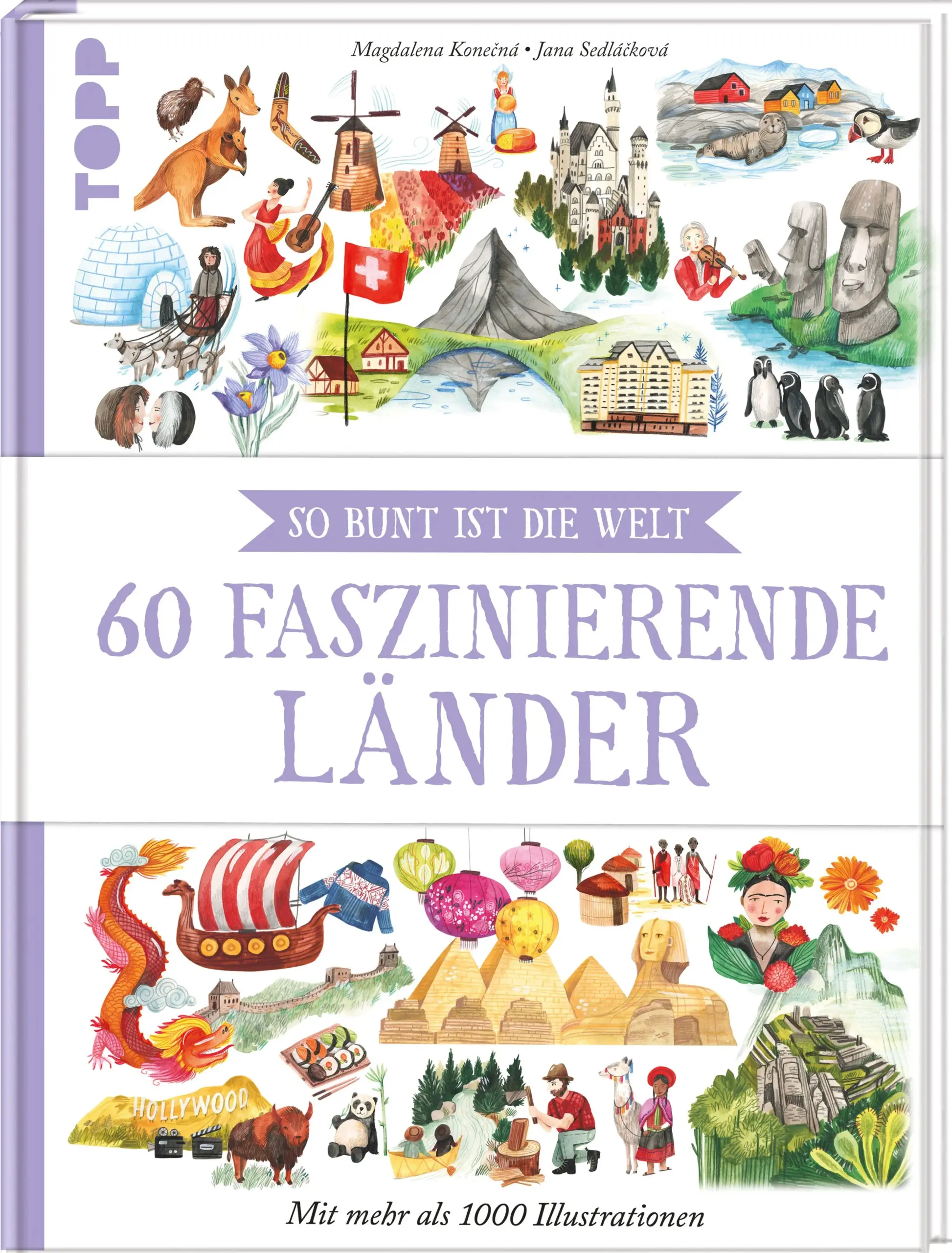 Spielerisch die Welt entdeckenIn diesem wimmeligen Bilderbuch für Kinder ab 8 Jahren warten 60 aufregende Länder rund um den Globus darauf, entdeckt zu werden. Unzählige liebevolle Illustrationen erwecken die wilde Natur Kanadas, die beeindruckende Architektur Myanmars oder die Düfte der italienischen Küche zum Leben und regen die Fantasie an. Geh auf Safari in Tansania, erlebe Japan während der Kirschblüte und tanze Tango in Argentinien! Jedes Land wird in seiner ganz eigenen Farbwelt auf der Seite lebendig. Begib dich auf eine abenteuerliche Reise um die Welt und entdecke die Kulturen, Geschichten und Menschen, die jedes Land zu einem einzigartigen Erlebnis machen!Das erwartet dich:Wissen für Kinder altersgerecht aufbereitet60 Länder und ihre Kultur kennenlernenspielerisch die Welt entdeckenzahlreiche Illustrationen zeigen die Wahrzeichen, Kultur, Essen und SehenswürdigkeitenAltersempfehlung: ab 8 Jahren