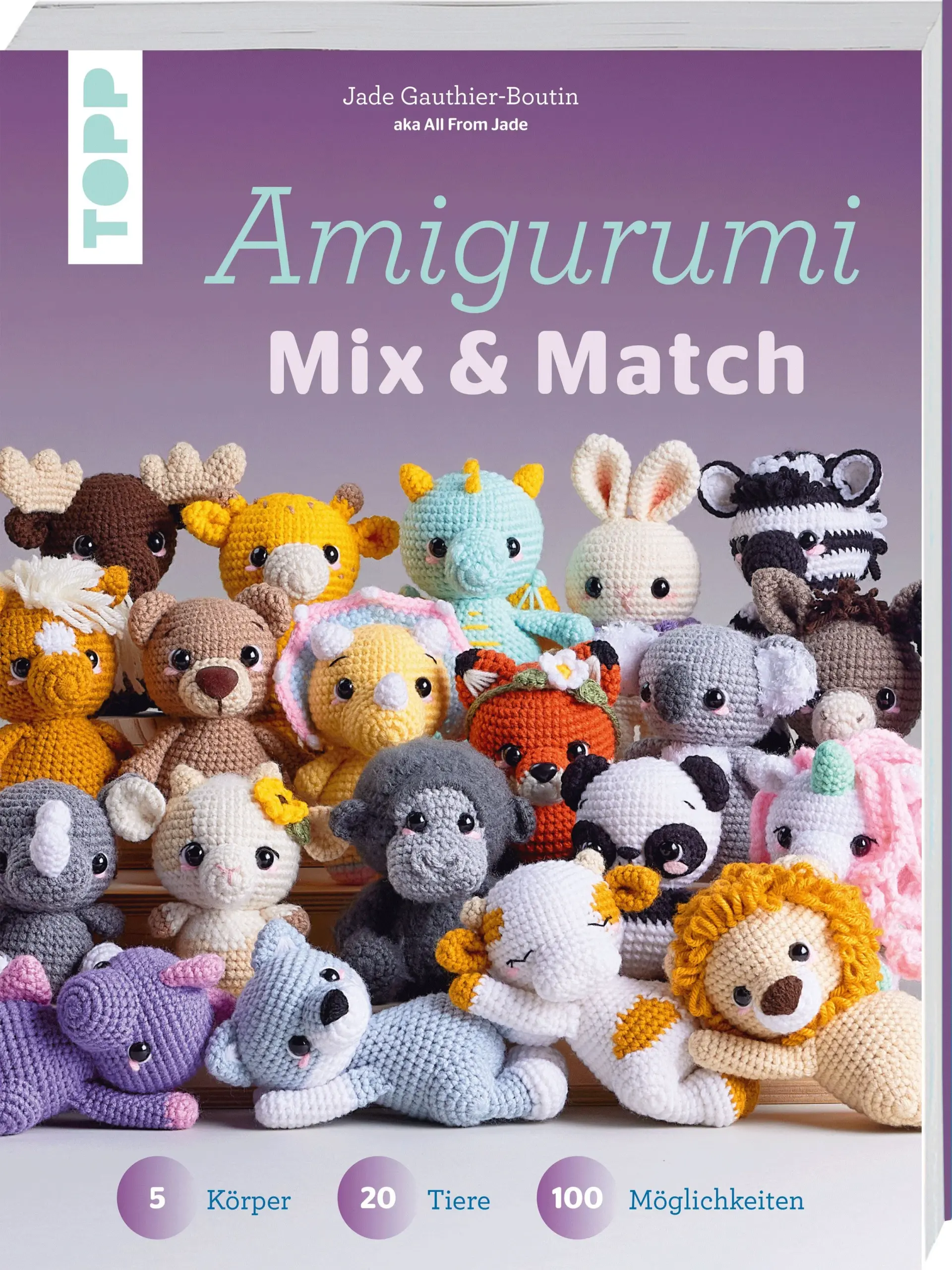 Hier wird jedes Amigurumi zum Meisterwerk!Die Häkeldesignerin Jade Gauthier-Boutin aka @allfromjade, bekannt durch ihren kreativen Etsy-Shop und ihre 279.000 Instagram-Follower, nimmt dich mit auf eine faszinierende Reise durch die Welt der niedlichen Amigurumi. Dieses Buch bietet dir die Möglichkeit, über 100 bezaubernde, individuelle Häkelfiguren zu erstellen und deine eigenen Designs zum Leben zu erwecken. 5 unterschiedliche Körperformen und 20 niedliche Lieblingstiere machen es möglich.Ob du nun Löwen aus dem Zoo, Waldtiere wie Füchse und Bären, kuschelige Bauernhofbewohner oder sogar magische Drachen und Einhörner häkeln möchtest – mit den klaren Schritt-für-Schritt-Anleitungen und inspirierenden Ideen wird jede Figur zu einem einzigartigen Kunstwerk. Von den ausführlich erklärten Grundanleitungen bis hin zu unzähligen Optionen zur Anpassung der Schnauzen, Ohren und Farben – hier findest du alles, was du benötigst, um deine Amigurumi-Träume wahr werden zu lassen!Das erwartet dich:20 Anleitungen für süße Amigurumi-Tiere5 unterschiedliche Körperformenunzählige Individualisierungsmöglichkeitenmit Foto-Tutorials und QR-Codes zu Video-TutorialsÜber die AutorinJade Gauthier-Boutin, die kreative Kraft hinter All From Jade, ist eine autodidaktische Häkeldesignerin aus Quebec, Kanada. Mit ihrer Leidenschaft für leicht verständliche Muster und einem stetig wachsenden Publikum, sowohl auf Etsy als auch in sozialen Medien, bringt sie ihre Freude am Häkeln weltweit zu ihren Fans. Jade lebt ihre kreative Vision und teilt ihre Expertise in inspirierenden Tutorials und Workshops.