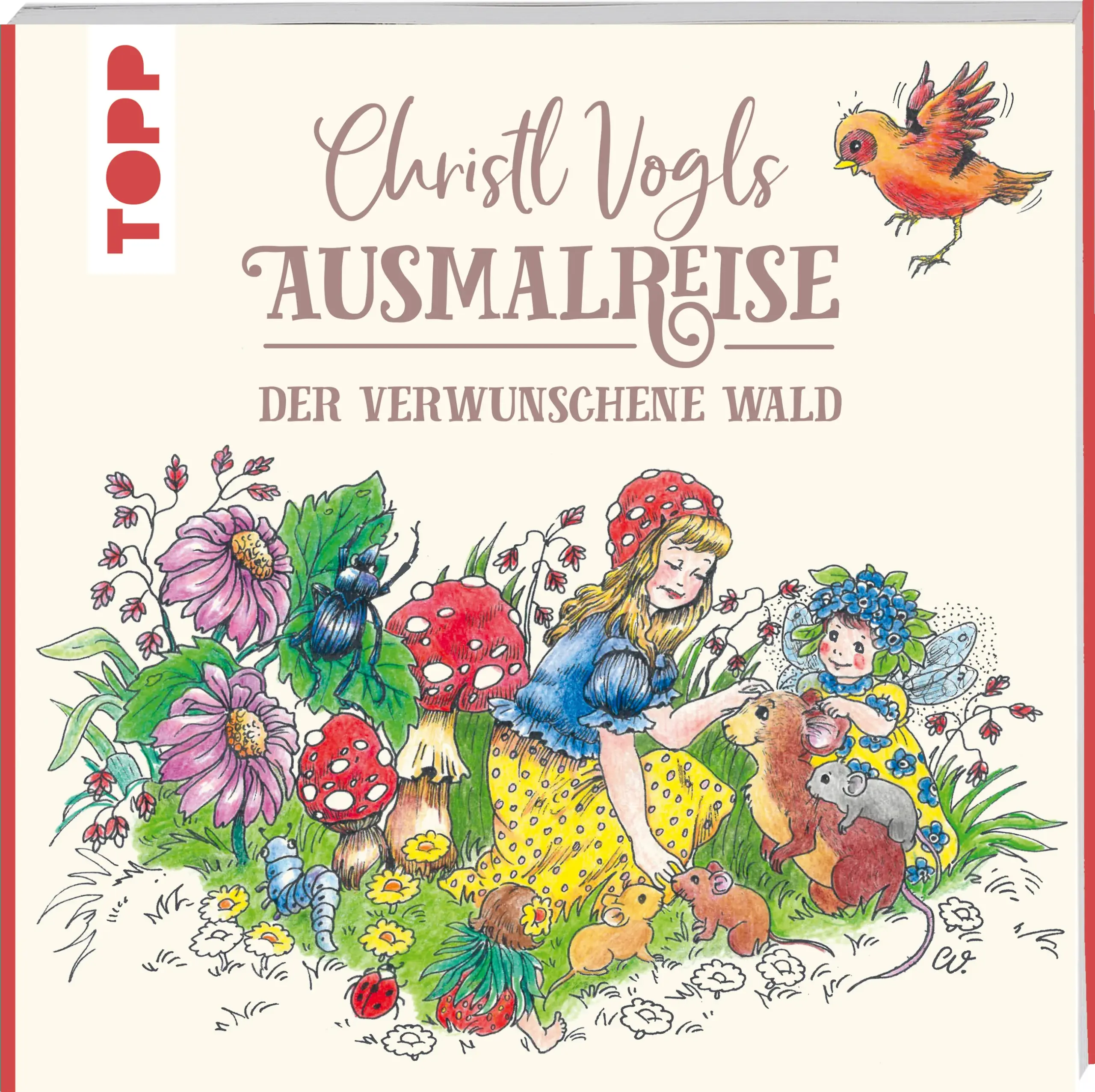 Traumhaft nostalgisch und unendlich liebevoll: Die in Schweden lebende Illustratorin Christl Vogl erschafft magische Welten voller sprechender Tiere und Feenkindern, die in Pilzhäusern wohnen. Ihr charmanter Zeichen-Stil erinnert dabei an den Reiz früherer Glanzbilder aus dem Poesiealbum. Durch die fantasievolle Reise in das Land der Pilze führt eine kleine Geschichte in Reim-Form, die den Ausmalmotiven auf den linken Seiten gegenübergestellt ist. Das Buch ist auf festes Papier gedruckt und durch den offenen, mit Gewebefälzel veredelten Rücken bleibt es problemlos aufgeschlagen. Im Grundlagenteil lassen die Pilzkinder es sich nicht nehmen, eine kurze Einführung in die Welt des Ausmalens zu geben und haben sogar Tipps für besondere Farbeffekte im Gepäck.