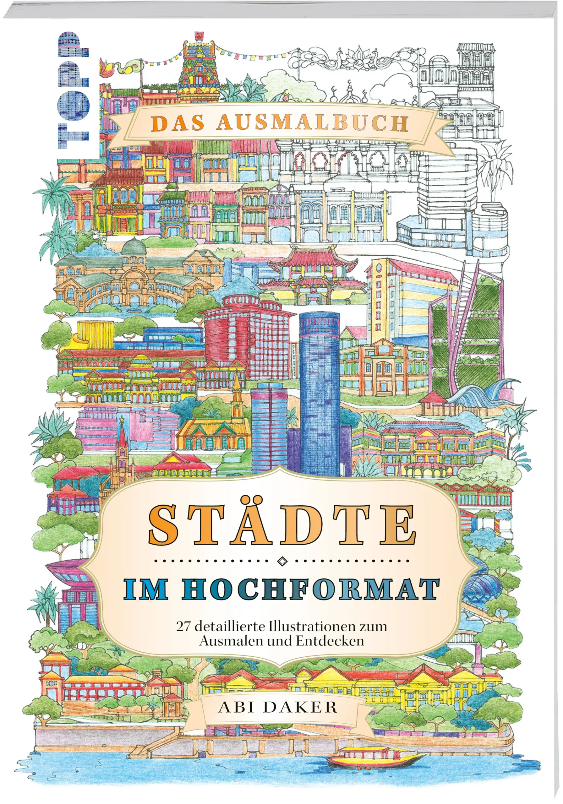 Male 27 komplexe und detailverliebte Illustrationen der beliebtesten Großstädte der Welt aus, von London über Dubai bis hin zu Kyoto. Durch die spannende vertikale Ansicht hast du die Stadt mit all ihren Sehenswürdigkeiten komplett im Blick. Zu jeder Illustration findest du einen kleinen Text mit interessantem Wissen über Kultur und Geschichte der jeweiligen Stadt. Tauche ein in die bunte Welt der großen Städte und entspanne dich bei einer fantasievollen Reise durch alle Kontinente.