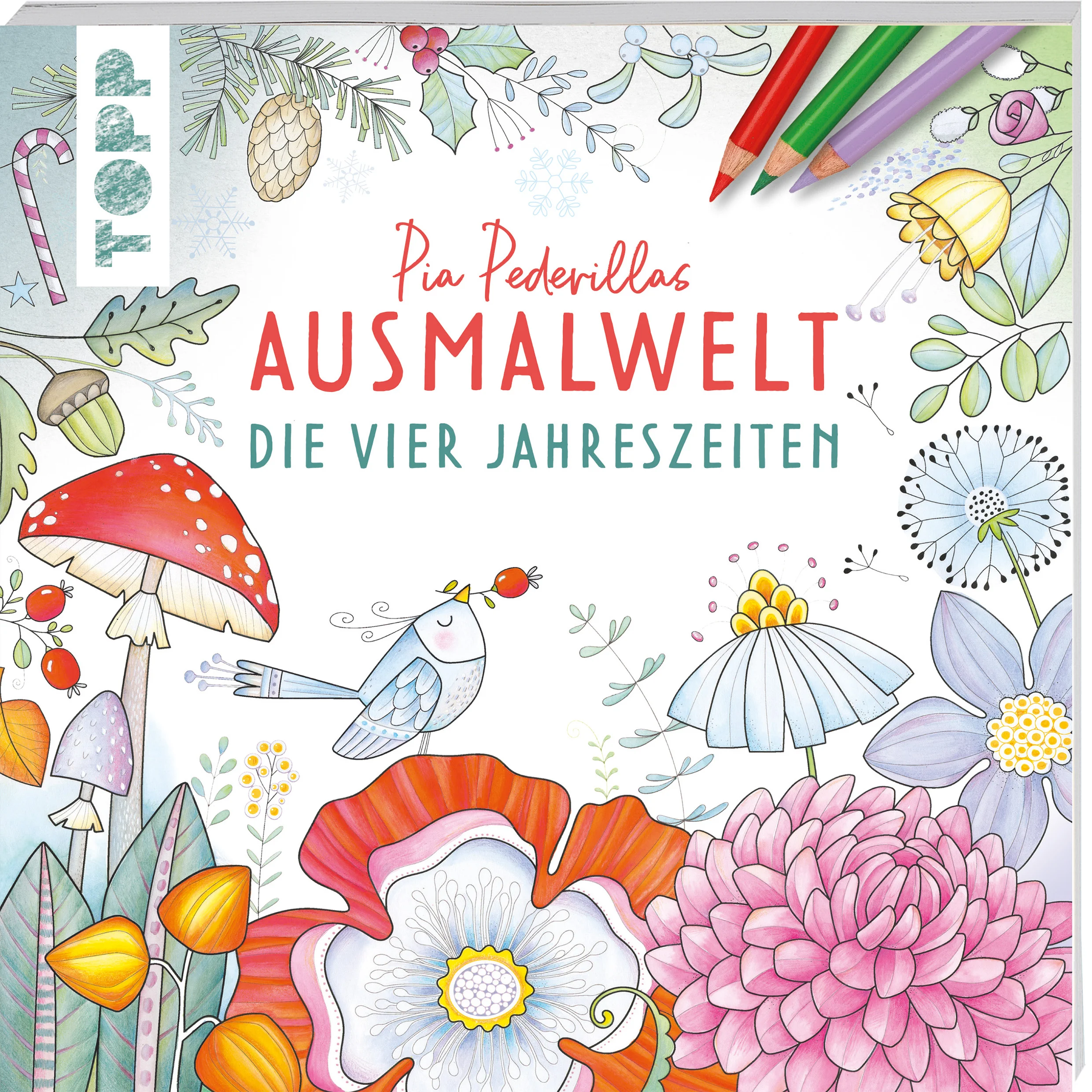 Frühling, Sommer, Herbst und Winter - jede Jahreszeit hat ihren eigenen Zauber. Die erfolgreiche Illustratorin Pia Pedevilla fängt die Schönheit der Natur ein und verwandelt sie in einzigartige Ausmalbilder: Entdecke die ersten zarten Blüten des Frühlings, erlebe einen tropischen Sommer, empfange den Herbst mit bunten Farben und erblicke schließlich glänzende Schneekristalle.Das Malbuch führt durch das Jahr. Seite für Seite individuell und mit Liebe gestaltet! Nimm dir die Zeit und die Ruhe, um die Motive mit Farben zum Leuchten zu bringen. Das perfekte Geschenk an dich selbst oder für die Lieblingsmenschen in deinem Leben.über 40 liebevolle Motive zu den 4 Jahreszeitenjede Malvorlage auf einer extra Seite - Rückseite mit SprüchenAusmalen wie Pia Pedevilla: Grundlagen, Tipps und Tricks von der AutorinSinnsprüche zur Reflexion und AchtsamkeitAusmal-Auszeit: Kreativität statt Alltagsstress
