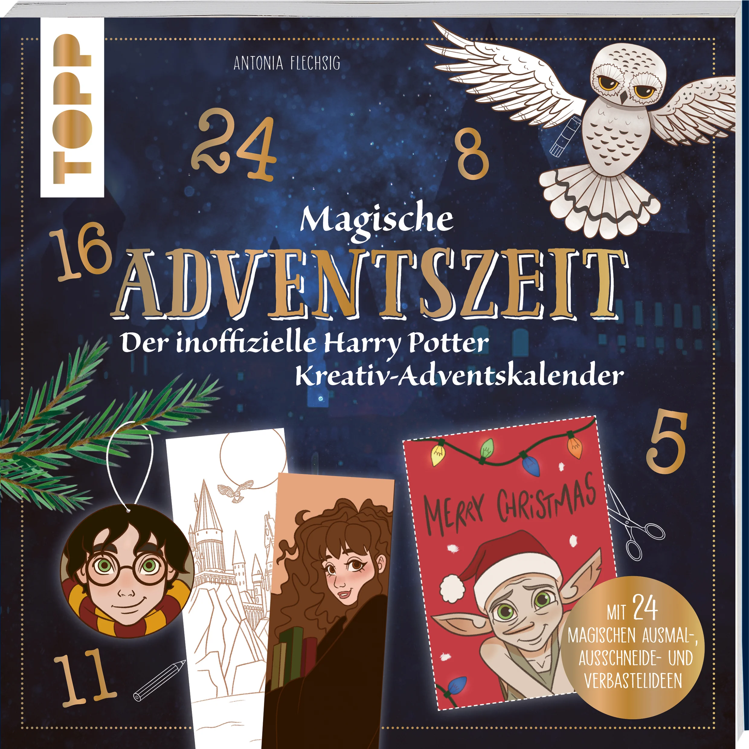 Erlebe eine magische Adventszeit mit 24 zauberhaften Überraschungen zum Ausmalen und Verbasteln. Hinter jedem „Türchen” verbirgt sich ein magisches Motiv, welches du ausmalen, ausschneiden und verbasteln kannst. Eine jeweils dazu passende Anleitung und ein Grundlagenteil, der dir ein paar Tipps und Tricks zum Ausmalen gibt, ist natürlich auch dabei. Jeden Tag entstehen wunderbare Kleinigkeiten, die nicht nur deinen Weihnachtsbaum, sondern auch die gesamte Weihnachtszeit zauberhaft magisch machen. Also die perfekte Vorbereitung auf Weihnachten für alle Harry-Potter-Fans!Das erwartet dich:24 magische Überraschungenkreative DIY-Ideen zum Ausmalen und Verbastelninklusive Grundlagenteil mit Tipps und Tricks zum AusmalenChristbaumanhänger, Lesezeichen, Dekorationen u. v. m.ideales Geschenk für alle Potter-Heads!Worauf wartest du noch? Hol dir ein bisschen Magie in dein Haus und lasse dich jeden Tag von den tollen Motiven und Ideen begeistern!