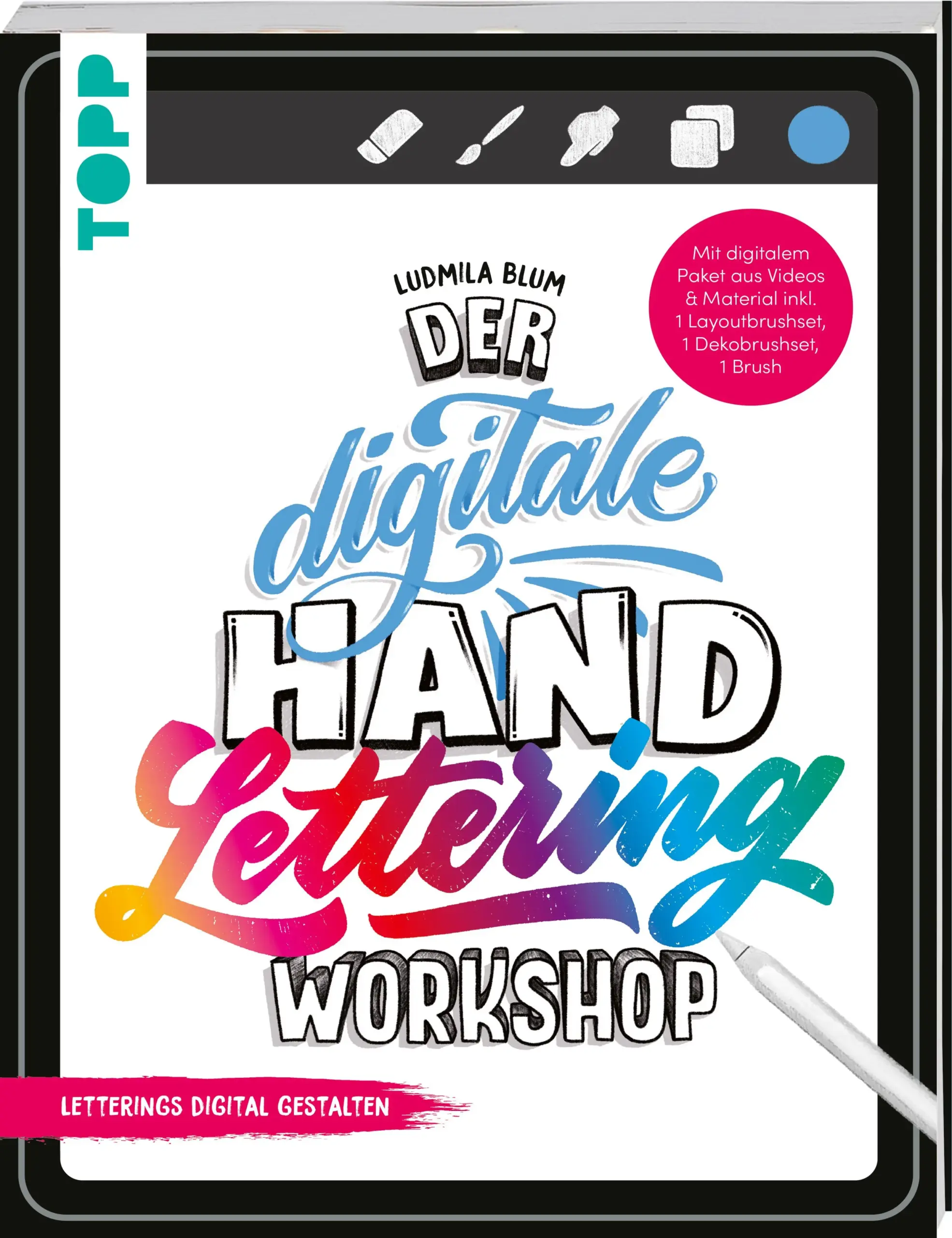 Der digitale Handlettering Workshop bietet alles, was du als Grundlage für deine ersten eigenen Handlettering-Projekte auf einem Tablet benötigst: Einen gut verständlichen Workshop in Buchform rund um das Thema Handlettering, zahlreichen Erklär-Videos, ein digitales Nachschlagewerk und ein digitales Download-Paket mit wichtigen Übungen zu Typographie und Schrift, Hintergründen, Sprüchen und einen digitalen Pinsel, mit dem du sofort mit dem Lettern loslegen kannst. Sowohl Videos als auch alle Erklärungen sind auf die Software Procreate und Adobe Fresco abgestimmt. Angefangen von einfachen Übungen über verschiedene Alphabete bis hin zu Lettering-Kompositionen ist alles in diesem Workshop erhalten. Benötigt werden nur ein Tablet, eine Zeichensoftware und ein druckempfindlicher Stift passend zum Tablet. Mit einfachen Schritt-für-Schritt-Anleitungen ist dieses Buch für Anfänger:innen und Fortgeschrittene geeignet. Vorkenntnisse zum analogen Handlettering werden nicht benötigt.Das erwartet dich:Einführung in die unendlichen Möglichkeiten des digitalen HandletteringLettern lernen auf einem Tableteinfache Schritt-für-Schritt Anleitungenmit Videos, digitalem Nachschlagewerk und ZIP-Ordner zum Download