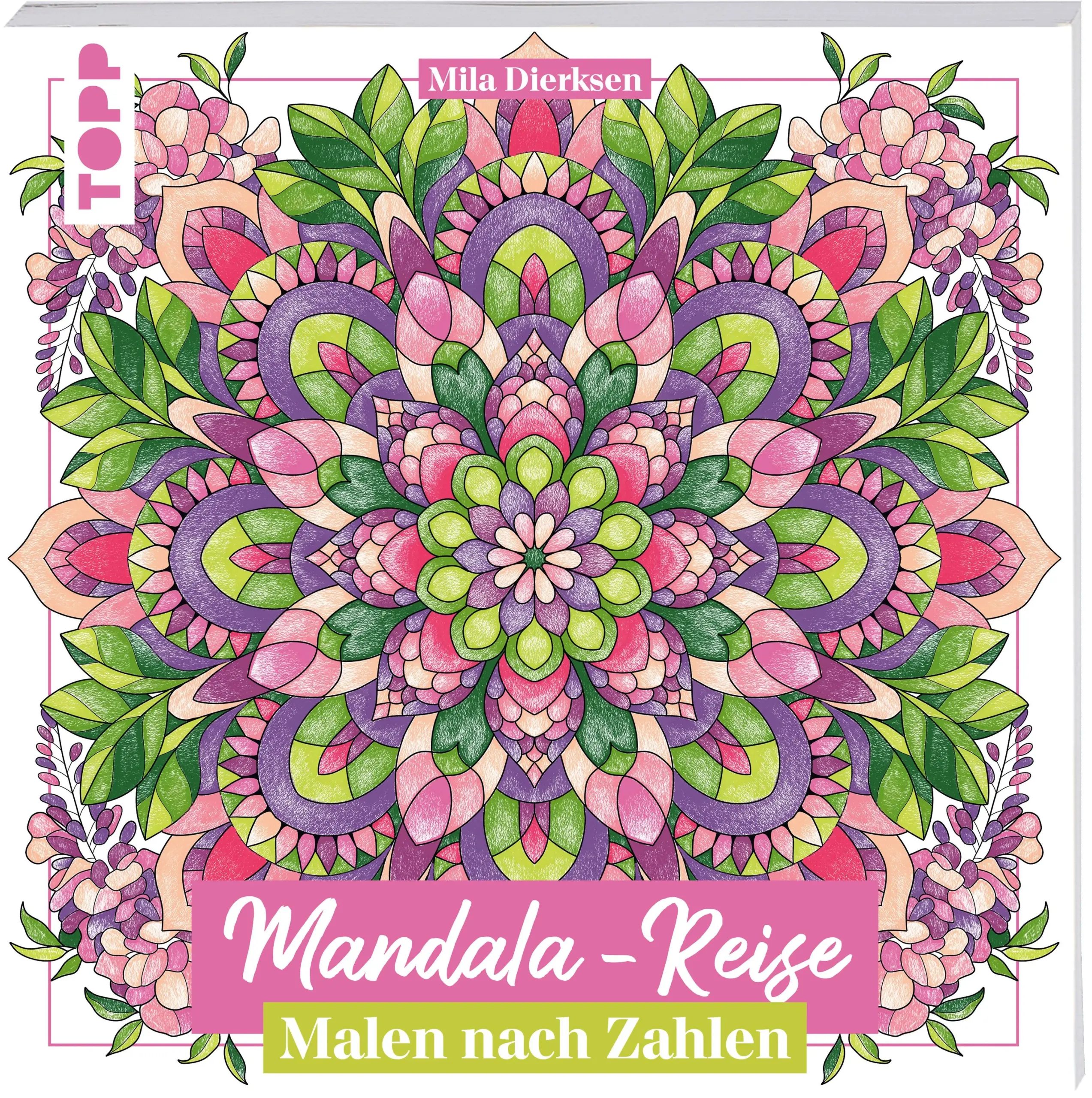 Entspannt Mandalas Ausmalen mit Malen nach Zahlen!Reise mit deinem Stift von San Francisco bis Venedig und entdecke die Farbenpracht Indiens oder der sonnenverwöhnten Amalfiküste. Dieses Ausmalbuch im Malen-nach-Zahlen-Prinzip verspricht eine entspannte Auszeit, während du beliebte Urlaubsziele zum Leben erweckst. Inspiriert von Fotografien bekannter Reiseorte, wie der Golden Gate Bridge bei San Francisco, kreiert die erfahrene Künstlerin Mila Dierksen für jedes Mandala ein einzigartiges Farbkonzept und greift damit verbundene Elemente oder Muster elegant auf. Dank des besonders großen, quadratischen Formats bietet jedes Motiv langanhaltenden Ausmalspaß mit gut lesbaren Zahlen. Ein perfektes, deckendes Farbergebnis erreicht man am besten mit Acrylmarkern, Gelstiften, Gouache oder Acrylfarben, aber auch Buntstifte sind geeignet. Um die Farben deiner Stifte zu vergleichen, kannst du online kostenlose Swatch Cards herunterladen und beliebig oft ausdrucken. Mach dich bereit für eine Mandalaweltreise und genieße die kreative Entspannung!Das erwartet dich:29 Mandalas inspiriert von bekannten und beliebten ReisezielenMalen-nach-Zahlen-Prinzip mit wunderschönem Farbkonzeptpassende Fotografien und inspirierende Sprüche auf den linken SeitenGrundlagenteil für einen problemlosen Einstiegkostenlose Zusatzinhalte wie Swatch Cards zum Stifte-Abgleichstabile Abreißbindung zum einfachen Heraustrennen der Seiten