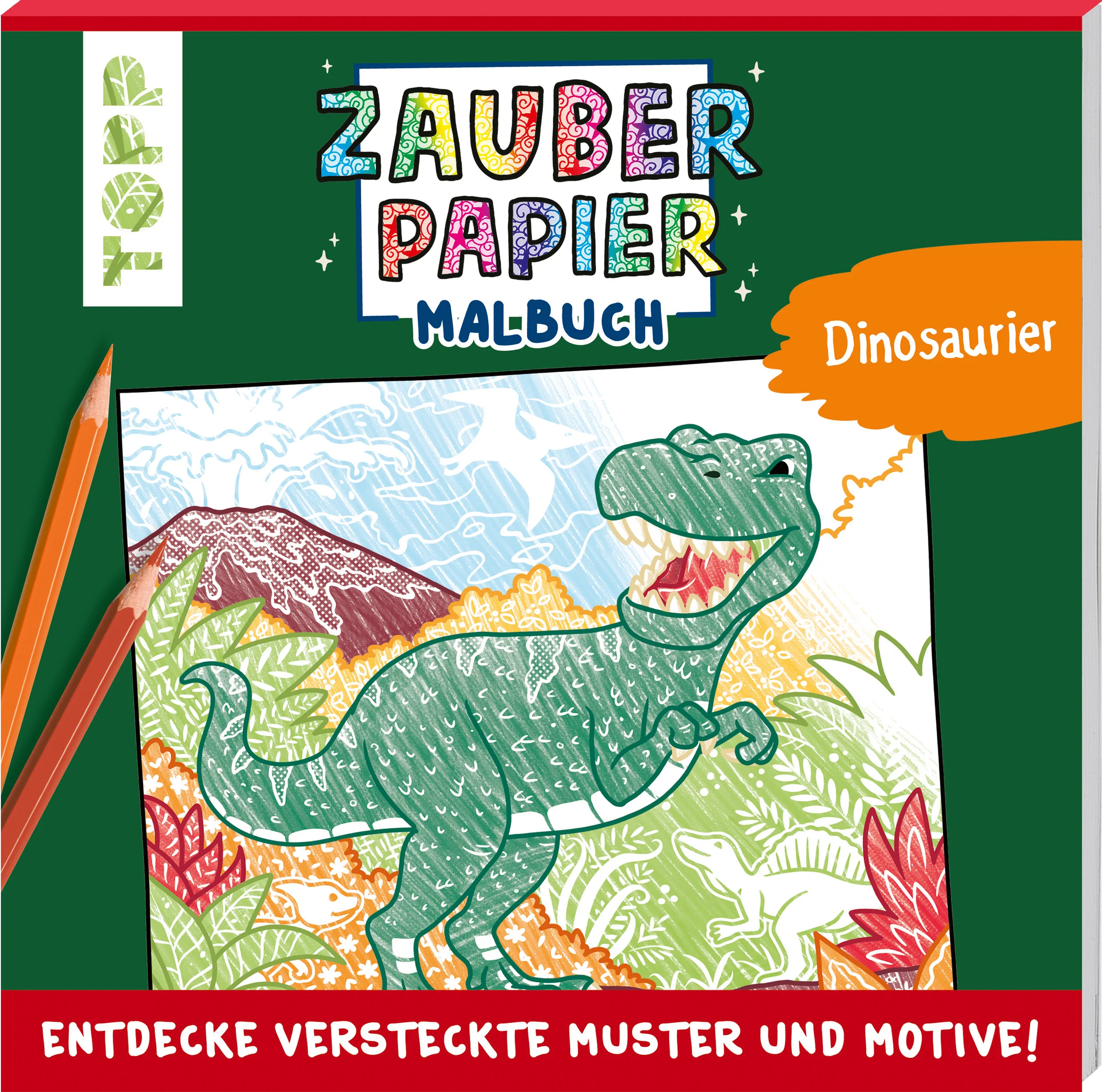 Ausmalen mit überraschendem Wow-Effekt. In diesem Zauberpapier-Malbuch werden beim Ausmalen verborgene Muster und Motive sichtbar. 24 gigantische Dinosaurier-Motive laden die Kinder zum Ausmalen ein. An den bunten Linien können sich die Kinder beim Ausmalen orientieren. Das Malbuch lässt sich prima mitnehmen, sodass überall und jederzeit gemalt werden kann. Für Kinder ab 5 Jahren.