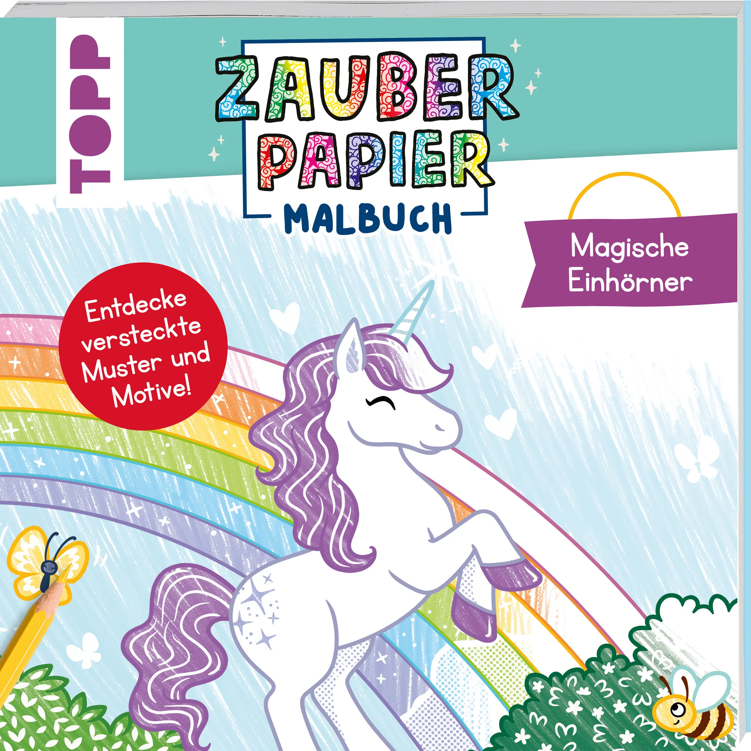 Ausmalen mit überraschendem Wow-Effekt. In diesem Zauberpapier-Malbuch werden beim Ausmalen verborgene Muster und Motive sichtbar. 24 magische Motive aus der Welt der Einhörner laden die Kinder zum Ausmalen ein. An den bunten Linien können sich die Kinder beim Ausmalen orientieren. Das Malbuch lässt sich prima mitnehmen, sodass überall und jederzeit gemalt werden kann. Für Kinder ab 5 Jahren.