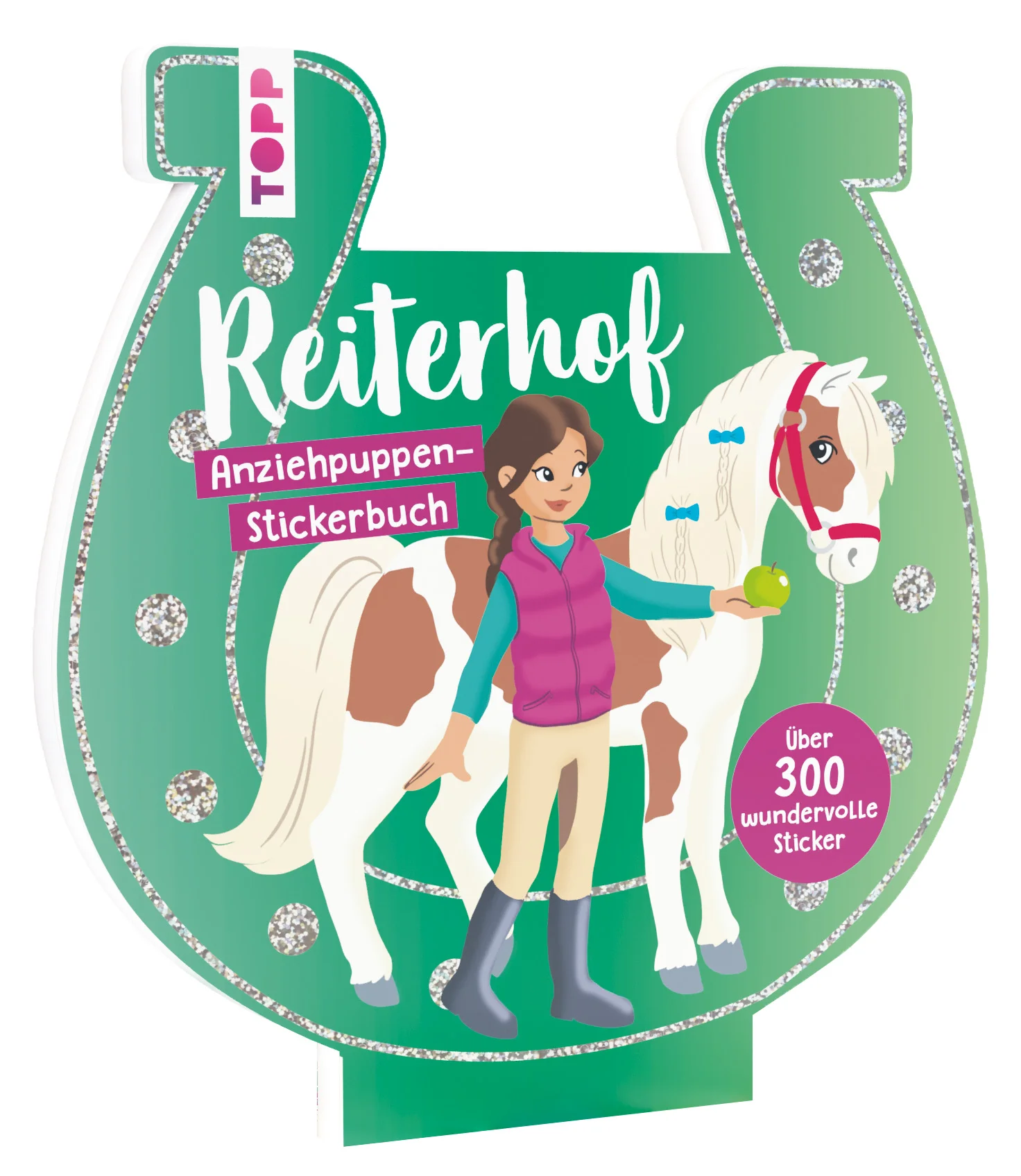 Erlebe einen traumhaften Tag auf dem Reiterhof! 🐴 🍀 😊Mit den 300 Anziehpuppenstickern 😍und liebevoll illustrierten Seiten 📖:erlebst du Abenteuer auf der Ranch 🐎striegelst und frisierst die Pferde 🐴 👧machst einen Ausritt zusammen mit deinen Freundinnen 🏇🍀Durch die wunderschön gestalteten Sticker und einzeln heraustrennbaren Stickerbögen verleihst du jeder Seite deinen eigenen Touch.Für Kinder ab 5 Jahren.