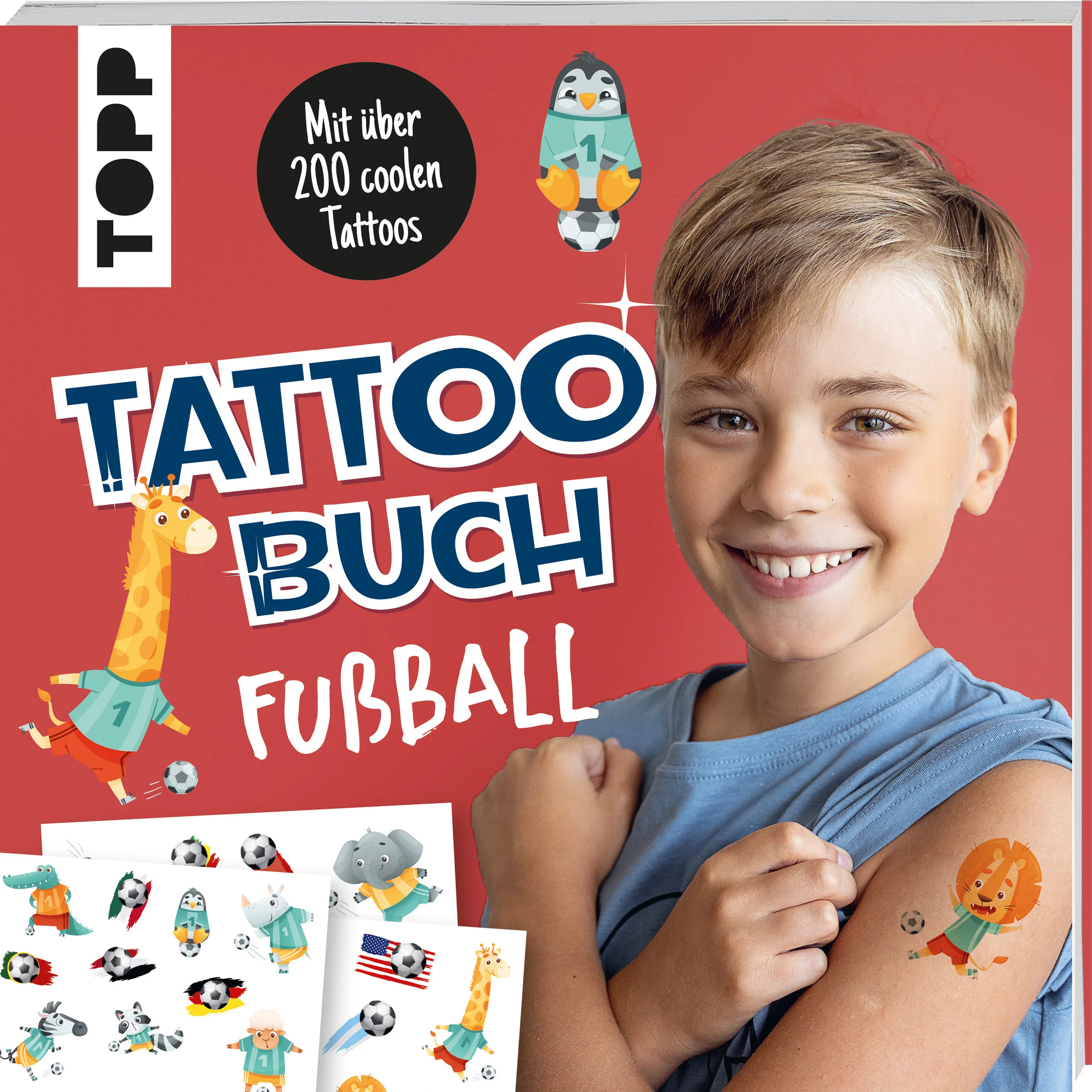 Entdecke über 200 Tattoos mit den coolsten Fußball-Motiven! Die Tattoos sind leicht aufzutragen und verschwinden nach einer Weile wieder von selbst. Außerdem erwarten dich tolle Ausmalmotive und Kreativideen! Für Kinder ab 5 Jahren. ⚽ Über 200 temporäre Tattoos für kleine und große Fußballfans⚽ Mit zahlreichen Mal- und Zeichenseiten, Quiz, Kurzinfos und Kreativideen ⚽ Ideal als Geschenk zur EM 2024