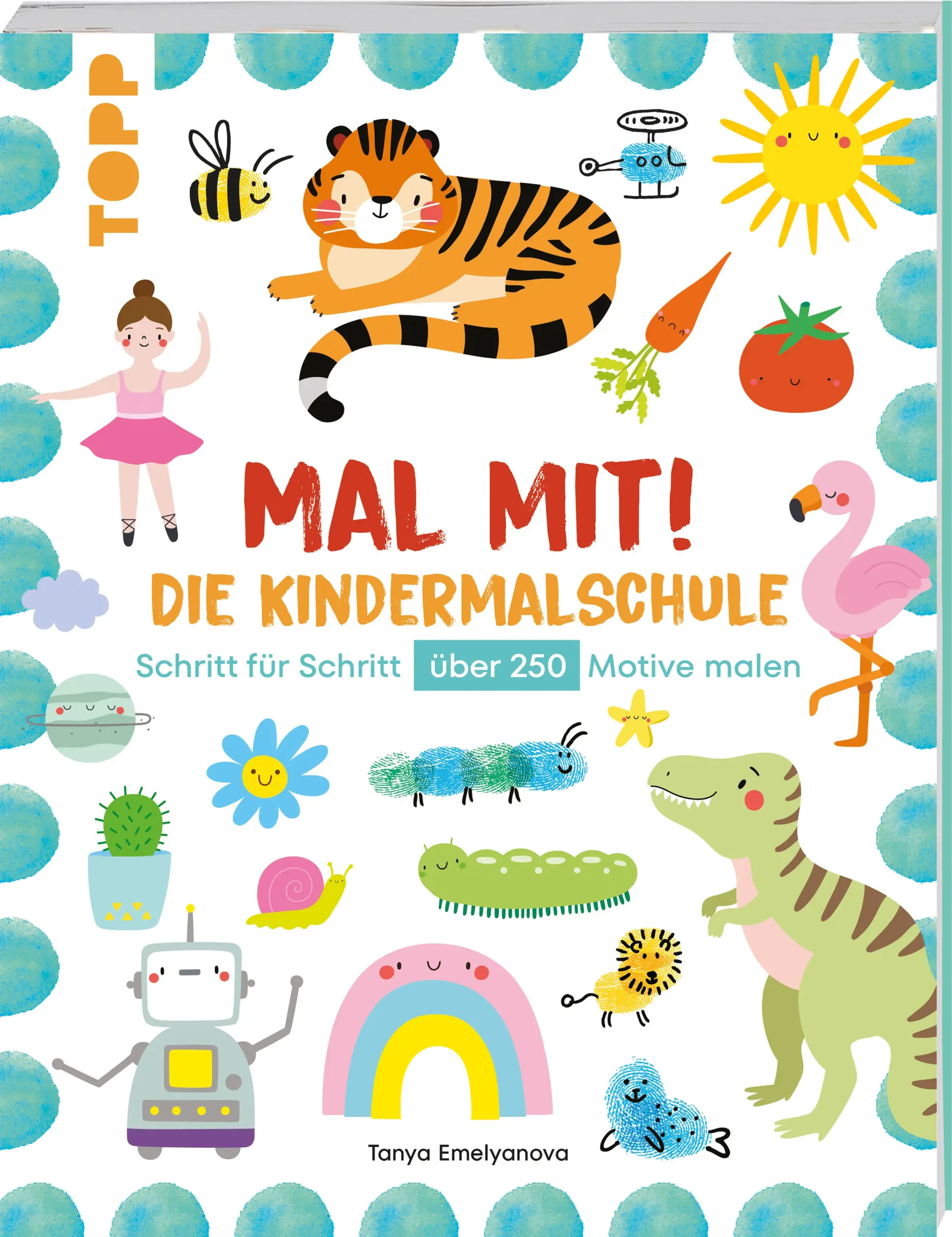Die Freude am Malen entdecken!Die Malschule bietet den perfekten Einstieg für eine lebenslange Liebe zur Kunst. In einfachen Schritten lernt dein Kind, alles zu malen, was es in seiner Umgebung sieht. Dieses umfassende Kreativbuch zeigt, wie einfach Malen sein kann – mit vorgegebener Farbpalette, klaren Schritt-für-Schritt-Anleitungen und entzückend farbenfrohen Motiven. Bevor es mit den einzelnen Projekten losgeht, werden die Grundlagen des Malens erklärt: Informationen zu Pinsel und Farben, das Mischen von Farben oder dem Malen mit Grundformen.Eine Fülle an Themenwelten:Haustiere wie Hunde und KatzenZootiere wie Panda und LöweMenschen wie Balletttänzerin und FeuerwehrmannFabelwesen wie Meerjungfrau und EinhornFahrzeuge wie Auto und FlugzeugLebensmittel wie Avocado und BrezelDinosaurier wie T. Rex und TriceratopsZücke den Pinsel – die Malschule beginnt!