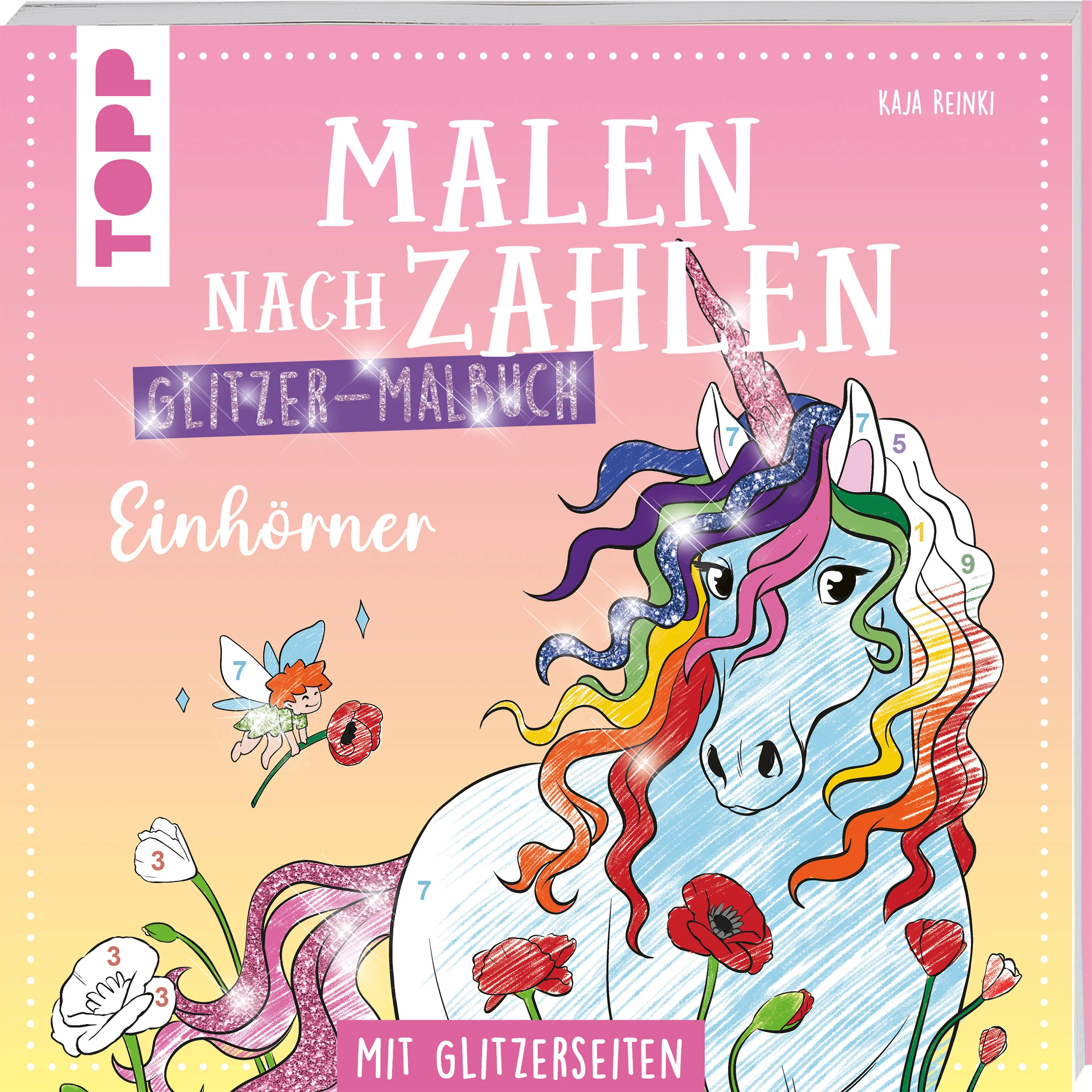 Sieh nur, wie es funkelt!Das Malen-nach-Zahlen-Malbuch mit Glitzer verleiht den Einhörnern zusätzlichen Glanz und bringt die Augen von Einhorn-Fans garantiert zum Leuchten. Die Ausmalbilder sind nach dem bewährten Malen-nach-Zahlen-Prinzip gestaltet: kleine Zahlen von 1 bis 12 geben vor, mit welcher Farbe die Flächen im Bild ausgemalt werden. Die funkelnden Details machen das Malen dabei zu einem magischen Erlebnis - tolle farbige Motive garantiert!Das Prinzip „Malen nach Zahlen“ hilft, die Zahlen von 1 bis 12 zu erkennen, Feinmotorik zu üben und die Konzentrationsfähigkeit auszubauen. Das Ausmalen entspannt, regt die Fantasie an und fördert so die Kreativität des Kindes.Das erwartet dich:32 fantastische Motive aus der Welt der Einhörnerbunter Glitzer auf den SeitenFarbvorgaben entsprechen handelsüblichen Buntstift-Sets mit 12 Farbenzarte, farbige Zahlen verschwinden beim Ausmalenhandliches Format für unterwegsAltersempfehlung: ab 6 Jahren