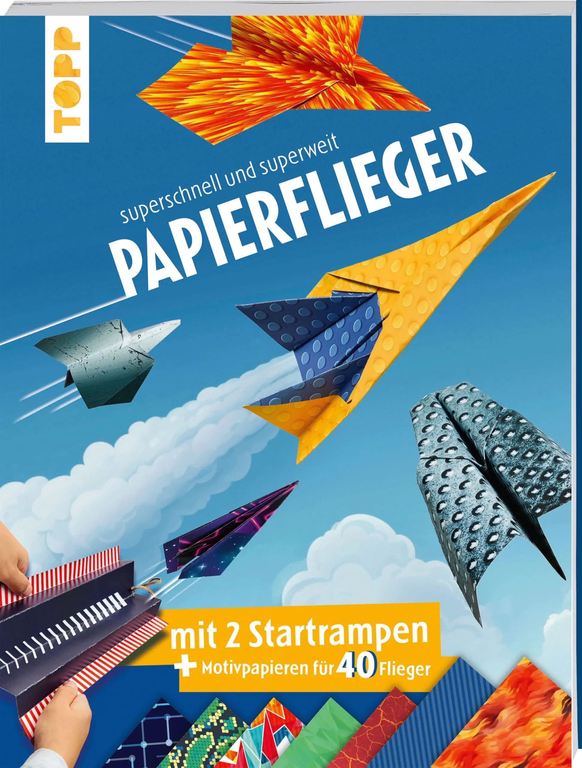 Papierflieger mit eigener StartrampeIn diesem Buch warten über 10 verschiedene Papierflieger darauf, in die Lüfte katapultiert zu werden. Besonders gut gelingt der Abflug mit der selbst gebastelten Startbahn und dem beigefügten Gummi. Einfach Faltpapier aussuchen, Lieblingsflieger basteln, Gummi einspannen und schon zischt der Flieger ab.Das erwartet dich:über 10 PapierfliegermodelleFaltpapiere für über 40 Flieger zum Heraustrennenmit Startrampe und StartgummiSchritt-für-Schritt-Anleitungen zum einfachen NachfaltenAltersempfehlung: ab 7 Jahren