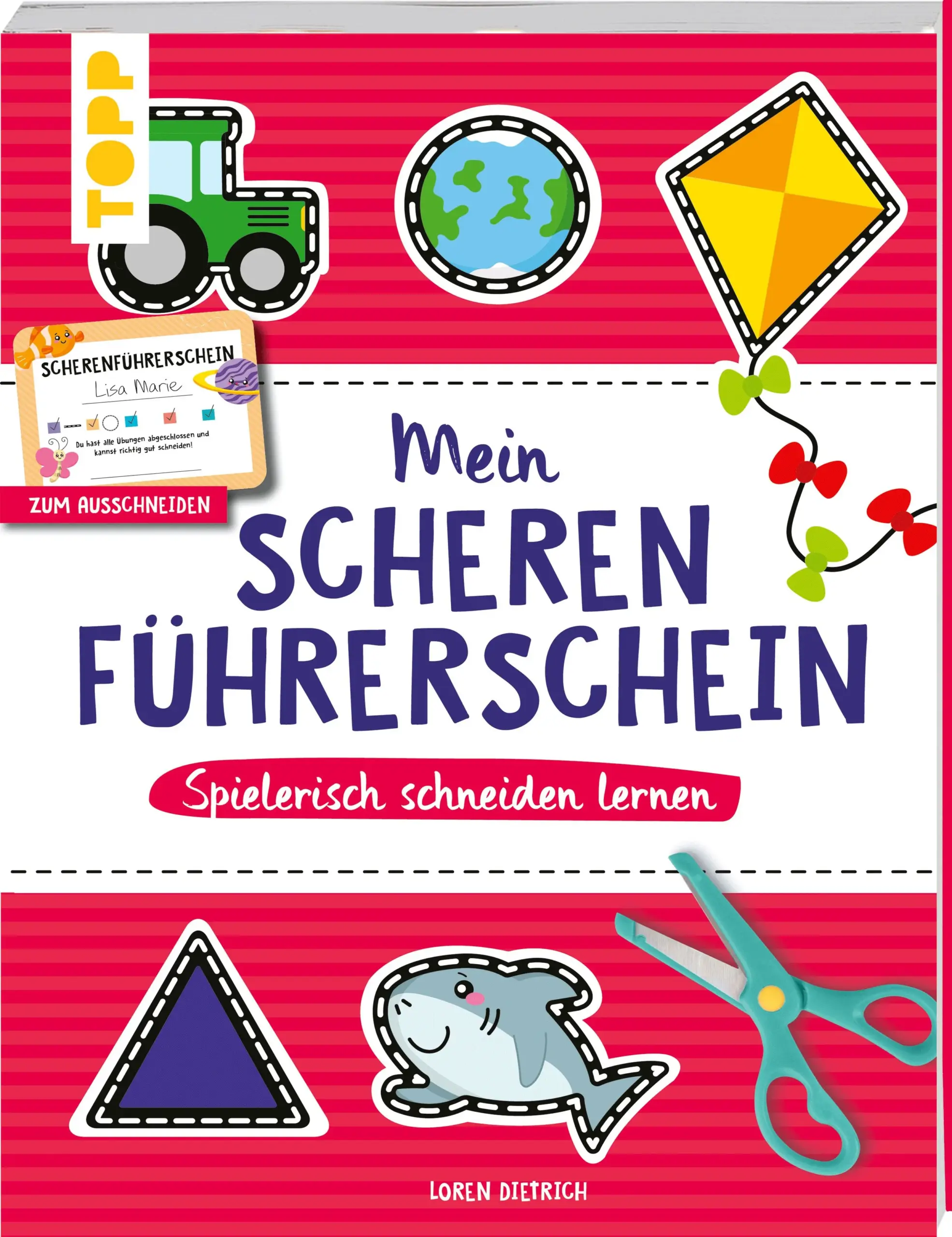 Schnipp, schnapp, klappt’s mit der Schere! Wenn dein Kind anfängt, sich für das Schneiden mit der Schere zu interessieren, ist dieses Buch perfekt, um den sicheren Umgang mit der Schere zu lernen und gleichzeitig Spaß am Basteln zu haben! Mit vielen farbenfrohen und kindgerechten Übungen wird das Lernen zum Vergnügen. Es gibt Bilder zum Ausmalen, Motive zum Schneiden und Kleben, Bastelvorlagen und kleine Puzzlebilder. Die kreativen Übungen fördern die Feinmotorik, stärken die Handmuskeln und trainieren die Hand-Augen-Koordination. Die Herausforderungen wachsen mit dem Lernfortschritt des Kindes: Von kurzen, geraden Linien geht es Schritt für Schritt zu Spiralen, einfachen Formen und schließlich komplexeren Motiven. So gelingt das Führen der Schere spielend leicht! Zum Abschluss gibt es einen exklusiven Führerschein, der den Erfolg und die Weiterentwicklung bestätigt.Das erwartet dich:Umgang mit der Schere lernenÜbungen und Bastelprojekte mit steigendem SchwierigkeitsgradSeiten zum Heraustrennen und AusschneidenFörderung von Feinmotorik und Hand-Augen-Koordinationinkl. Scherenführerschein für dein KindAltersempfehlung: ab 4 Jahren