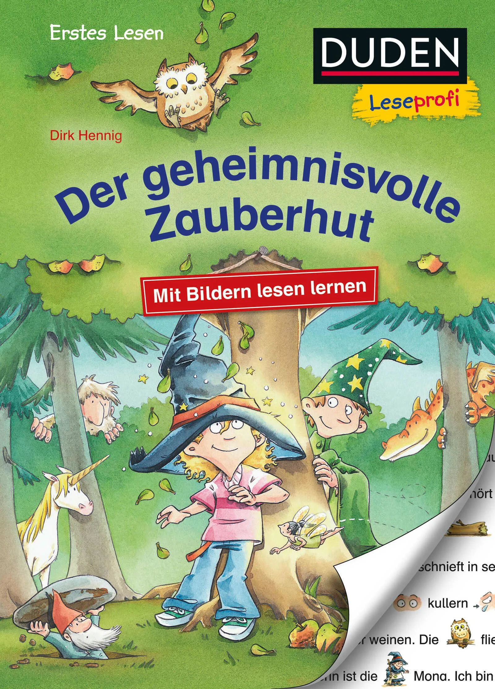 Mit Bildern lesen lernen: Lustiges Leselernbuch für die Vorschule ab 4 JahrenEindeutige Bilder ersetzen Hauptwörter − so können schon Kinder ab 4 beim Vorlesen mitlesenIn extragroßer Fibelschrift und kurzen, kindgerechten SätzenMagische Geschichte über Freundschaft und Fantasie zum Vorlesen oder ersten SelberlesenMit kleinen, einfachen Rätseln und wimmeligen Suchseiten für jede Menge LesespaßBei Antolin gelistet und von einer pädagogischen Fachberatung geprüftBeim Hexespielen fällt Maja ein riesiger Hut auf den Kopf. Ist das etwa ein echter Zauberhut? Tatsächlich! Denn mit einem Mal steht Maja mitten in einem bunten Zauberwald, wo sie den verzweifelten Zauberlehrling Merlin trifft. Er hat den Zauberstab von Hexe Mona zerbrochen und sein Wetterzauber ist nun außer Rand und Band. Nur ein Einhorn und ein Mädchen können den Stab flicken und somit den Zauber stoppen. Kann Maja diese spannende Aufgabe lösen?Der geheimnisvolle Zauberhut − Mit Bildern lesen lernen aus der DUDEN Leseprofireihe ist das perfekte Geschenk zur Schulvorbereitung, zum Schulanfang oder für die Schultüte. Lesen lernen mit Bildern ist ein einfaches, aber effektives Prinzip, um Kinder im Vorschulalter und Grundschulalter für Geschichten und das Lesen lernen zu begeistern. Es schafft erste Erfolge und bereitet Vorschulkinder gut auf den Schulstart und die 1. Klasse vor. Spielerisch und unbemerkt werden erste Kompetenzen gefördert und somit das Lesen lernen zum Kinderspiel.Duden – von Anfang an richtig! Lesenlernen leicht gemacht: So geht zeitgemäße Leseförderung.